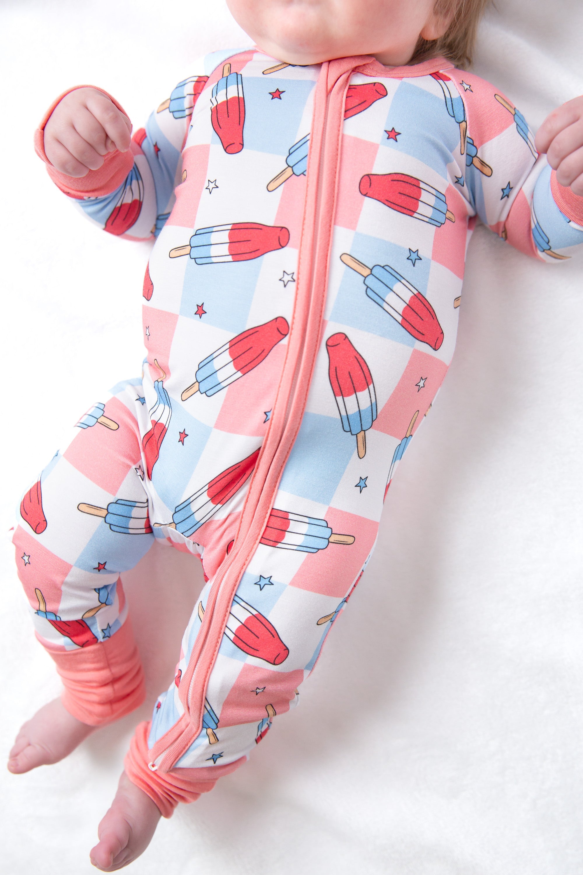 Patriotic Popsicles Bamboo Zipper Romper
