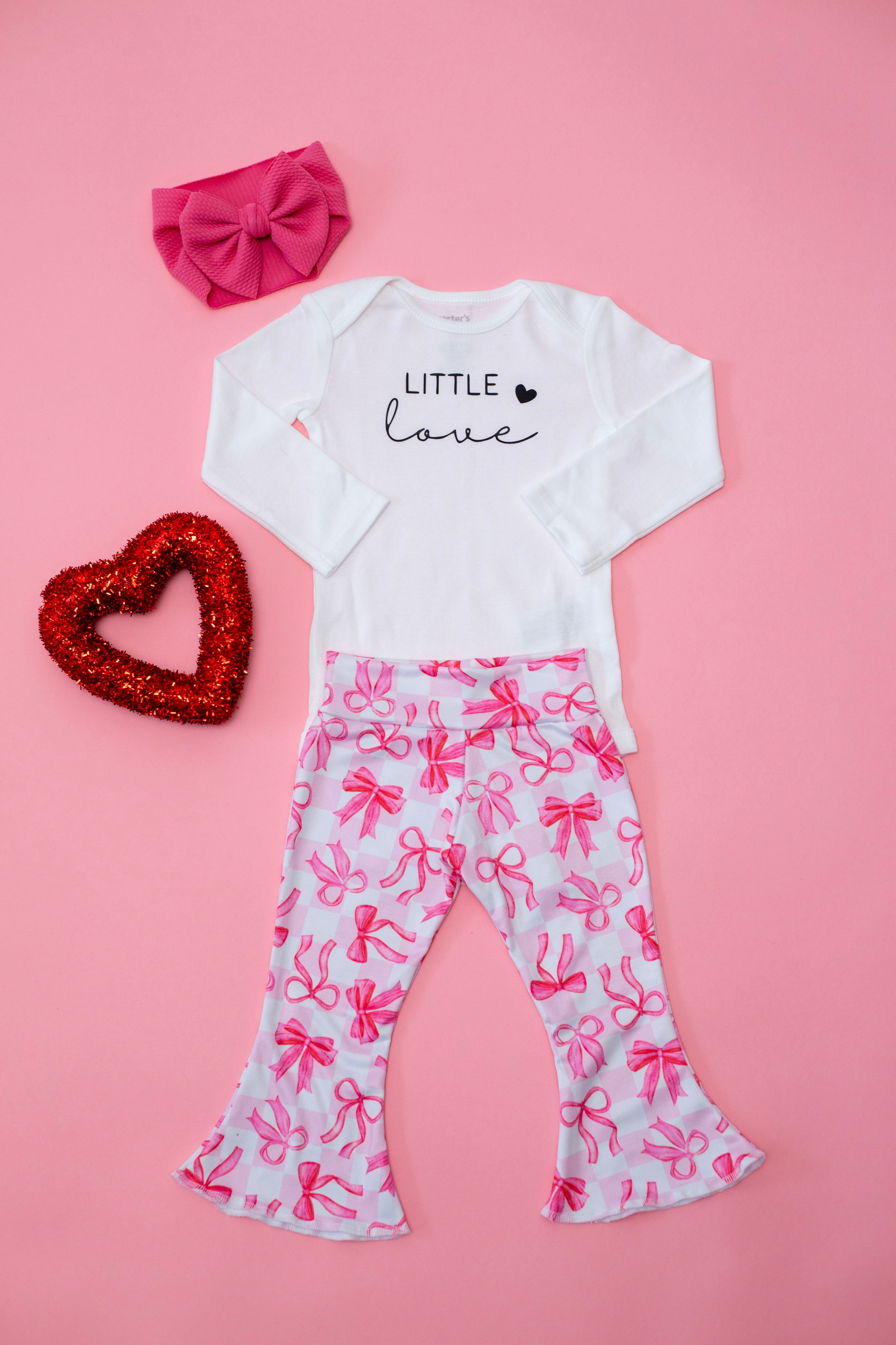 Little Love Pink Bows Bell Bottom Outfit