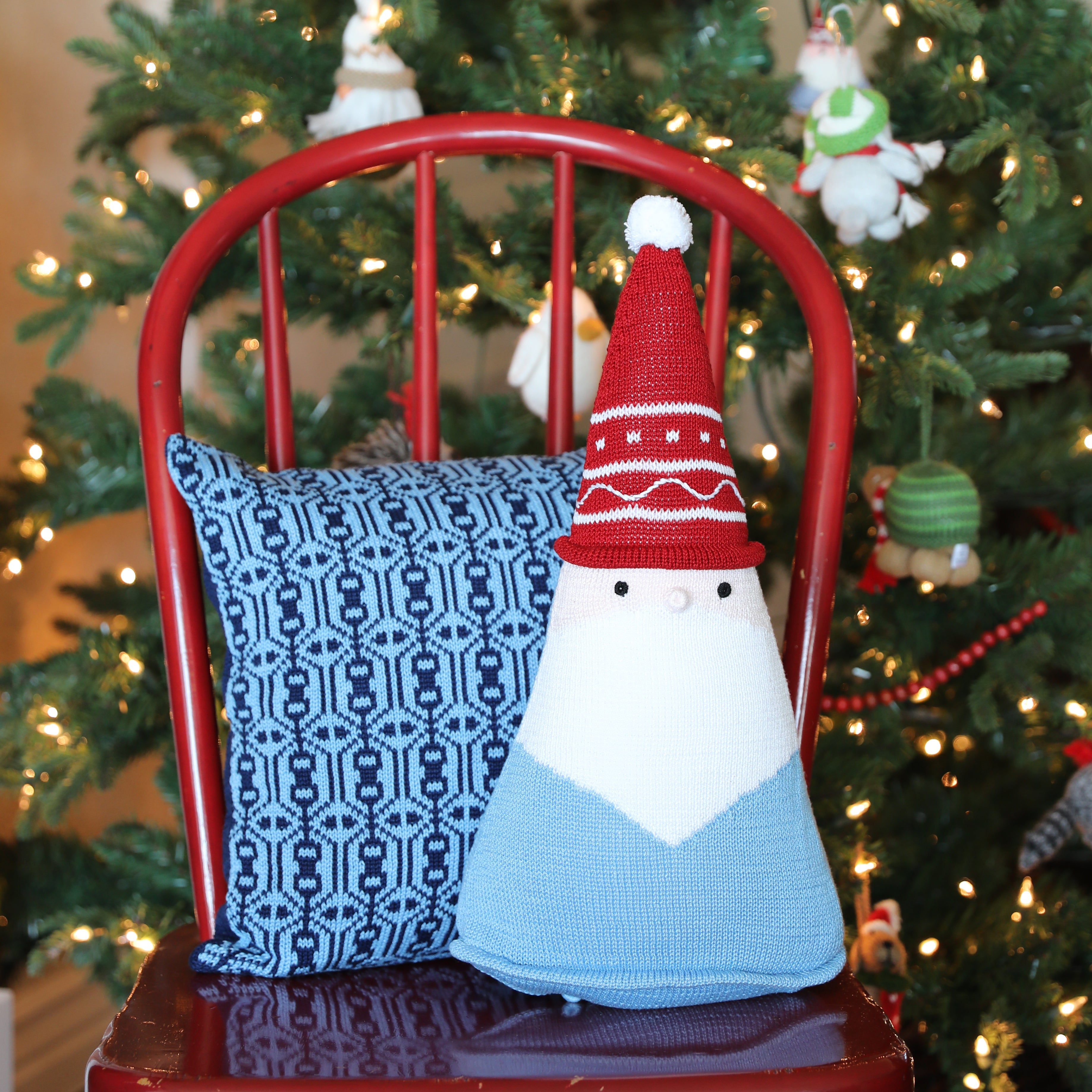 Santa Cone Pillow, 15", Blue