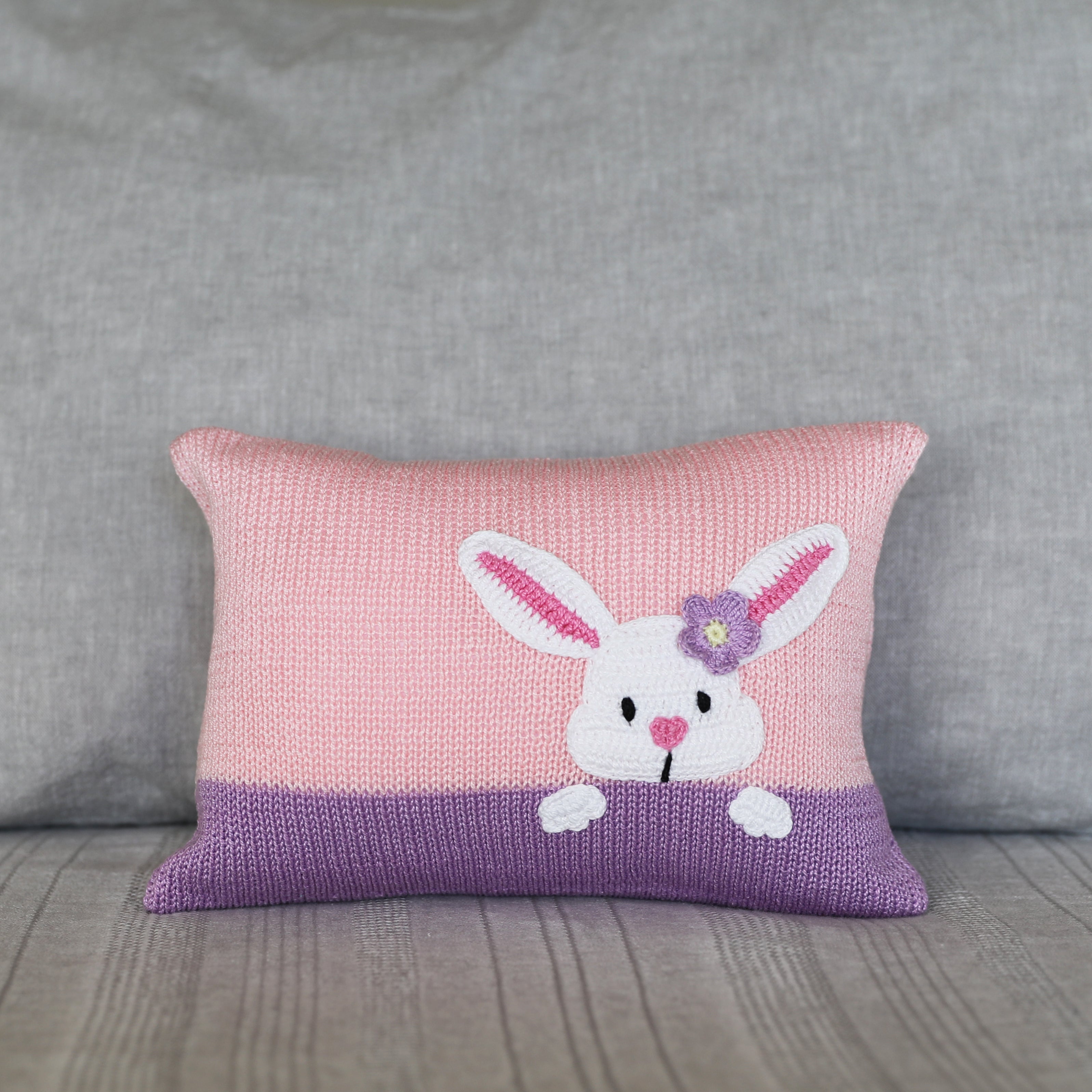Bunny Peekaboo Mini Pillow, Pink
