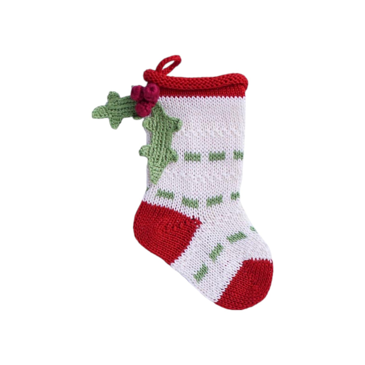 Mini Holly Stocking, Ecru