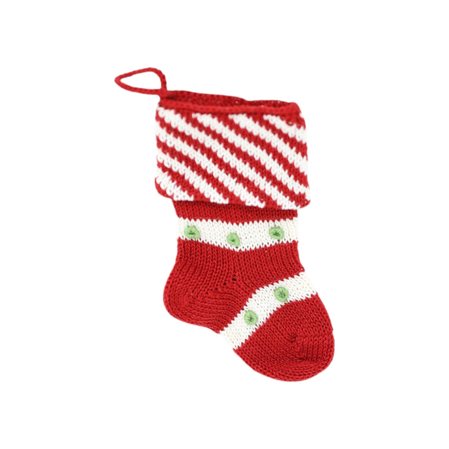 Mini Diagonal Stripe Cuff Stocking, Red