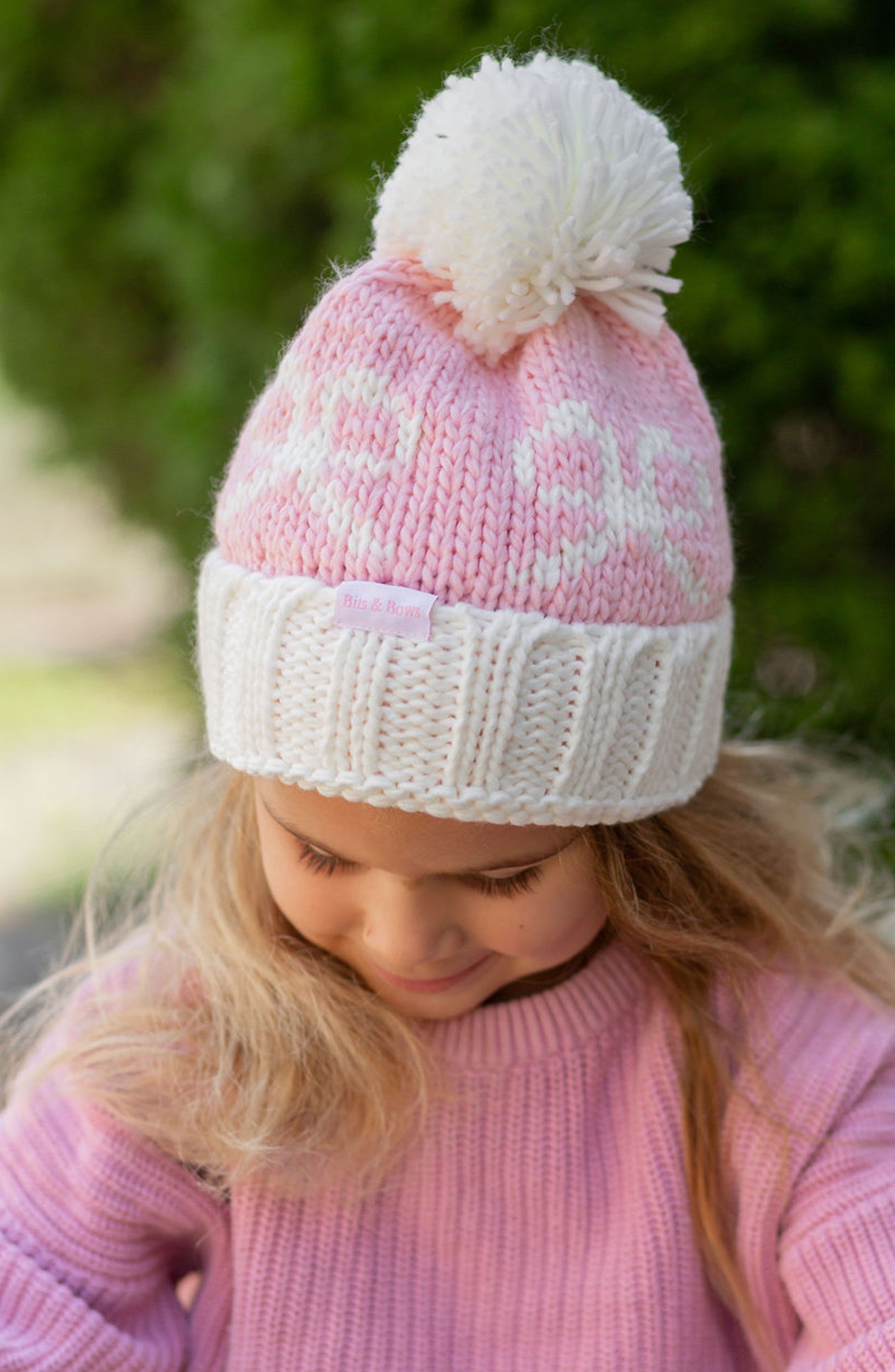 Bows Bobble Hat, Pink