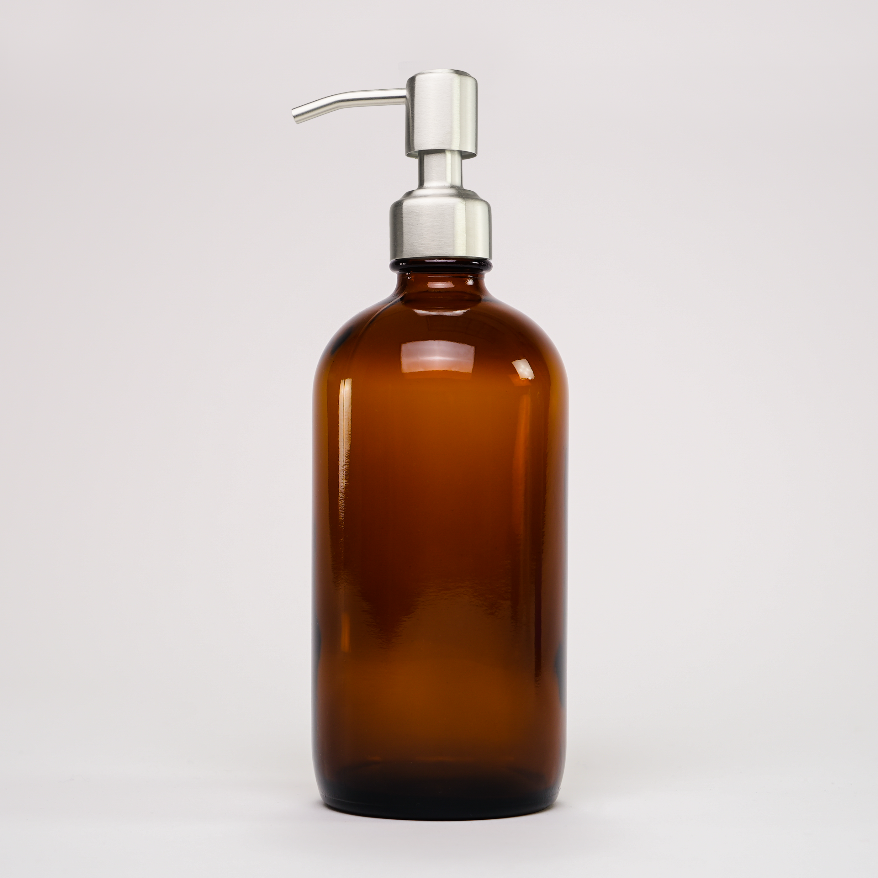 16 Oz Amber Glass Keeper Bottle | Stainless Steel Pump