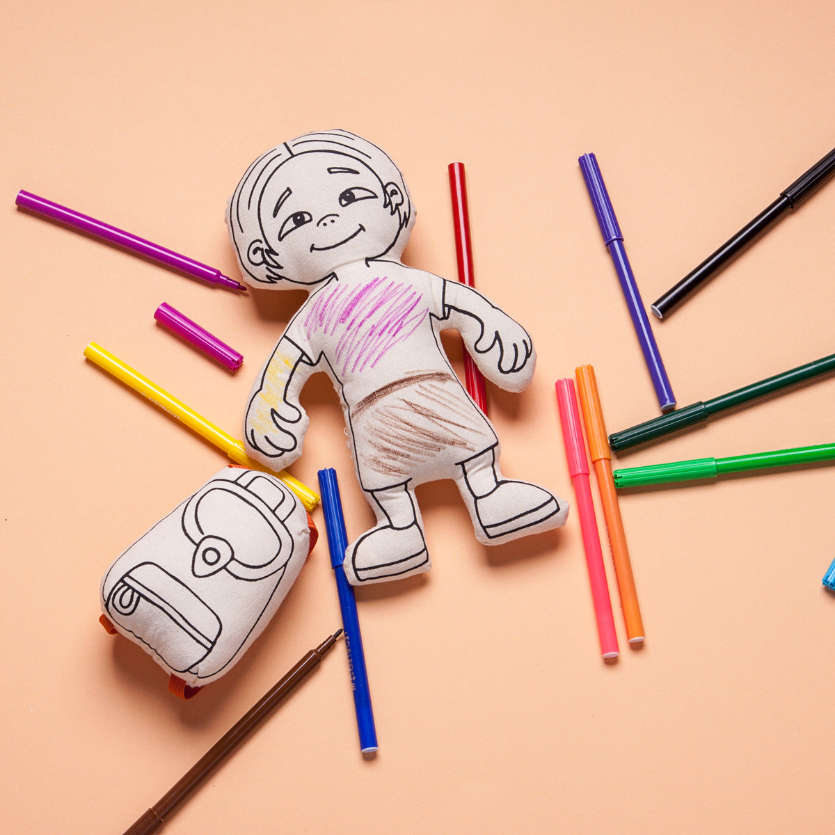: Doll For Coloring - Gender Neutral - Kid With Parted Hair