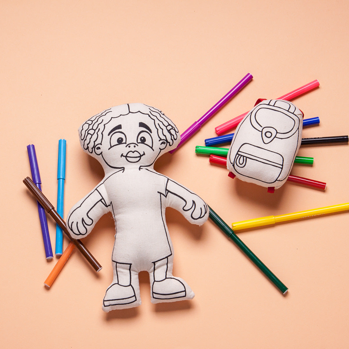 : Doll For Coloring - Gender Neutral - Kid With Locks
