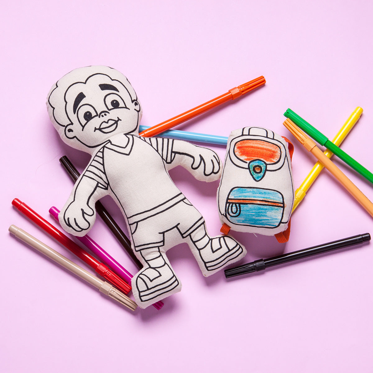 : Boy With Striped T-shirt - Colorable And Washable Doll For Creative Play