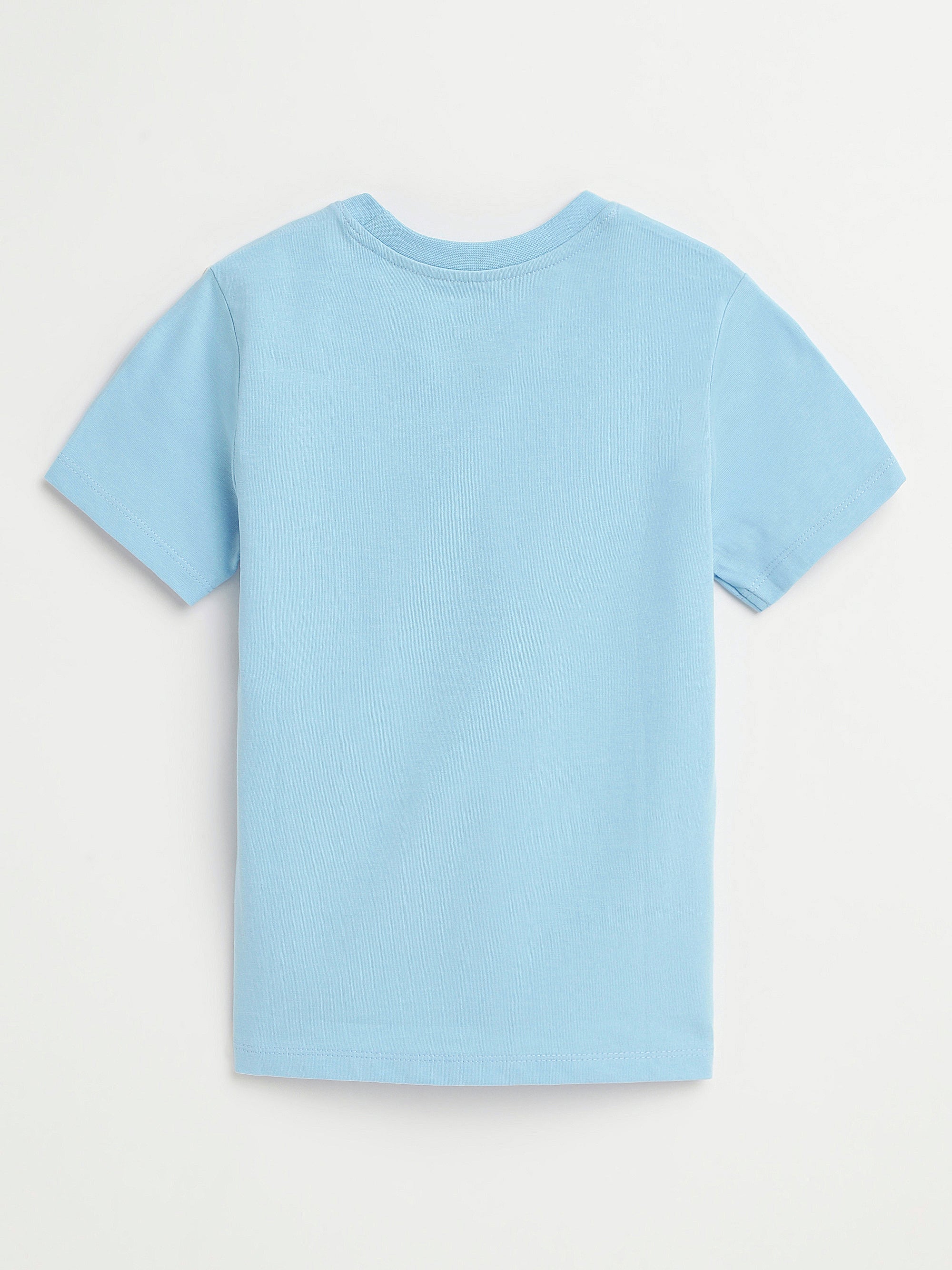 Blue Prayer Pocket Short Sleeve T-shirt Cotton
