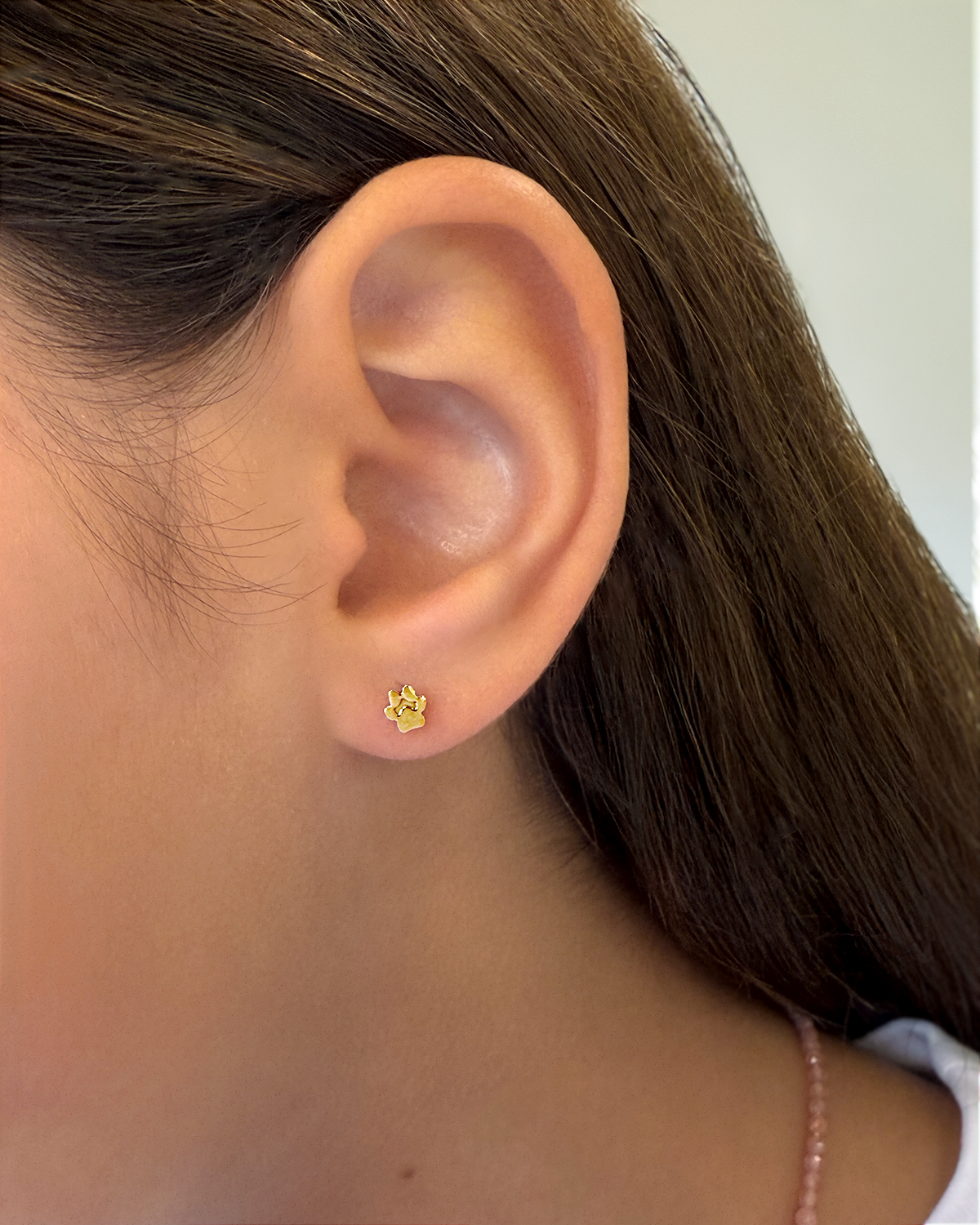 14k Gold Tiny Paw Stud Earring