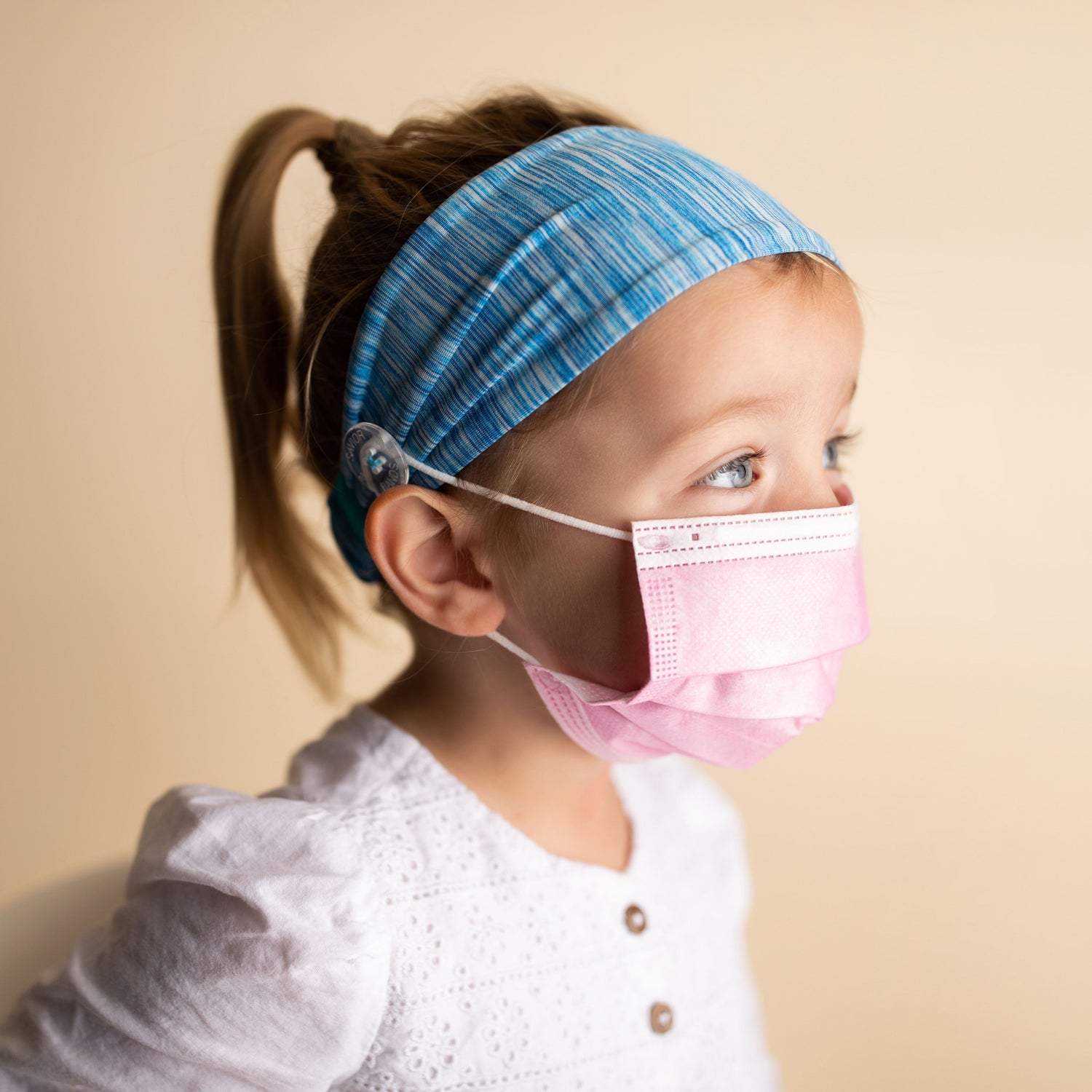 Cotton Candy Blue Savior Headbands With Buttons For Kids