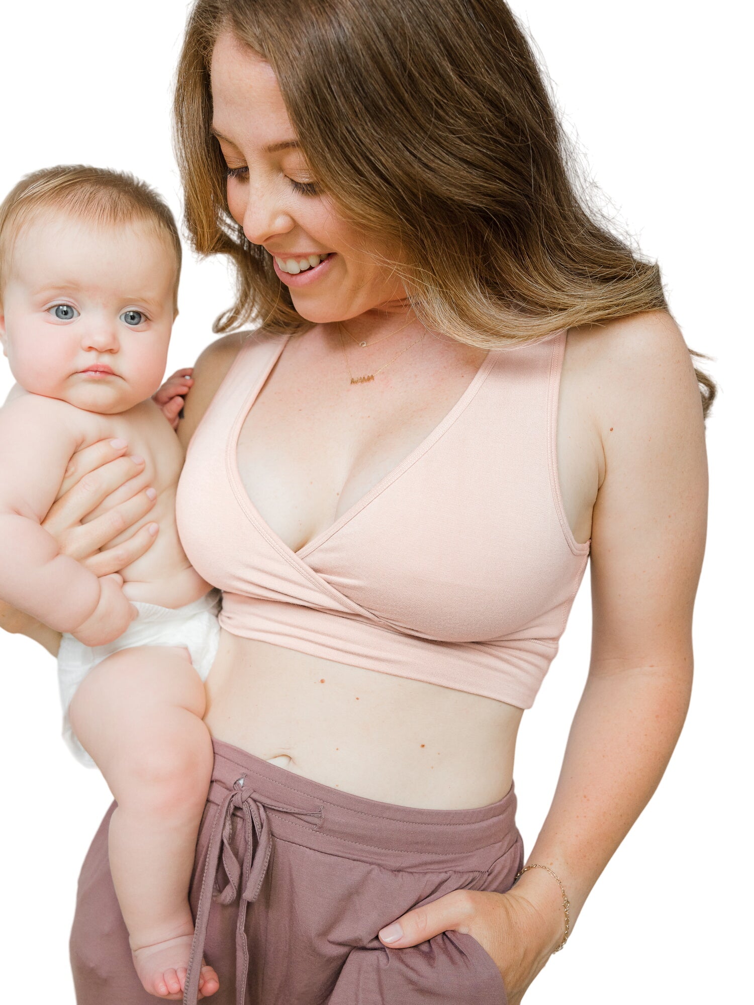 French Terry Racerback Nursing & Sleep Bra | Soft Pink