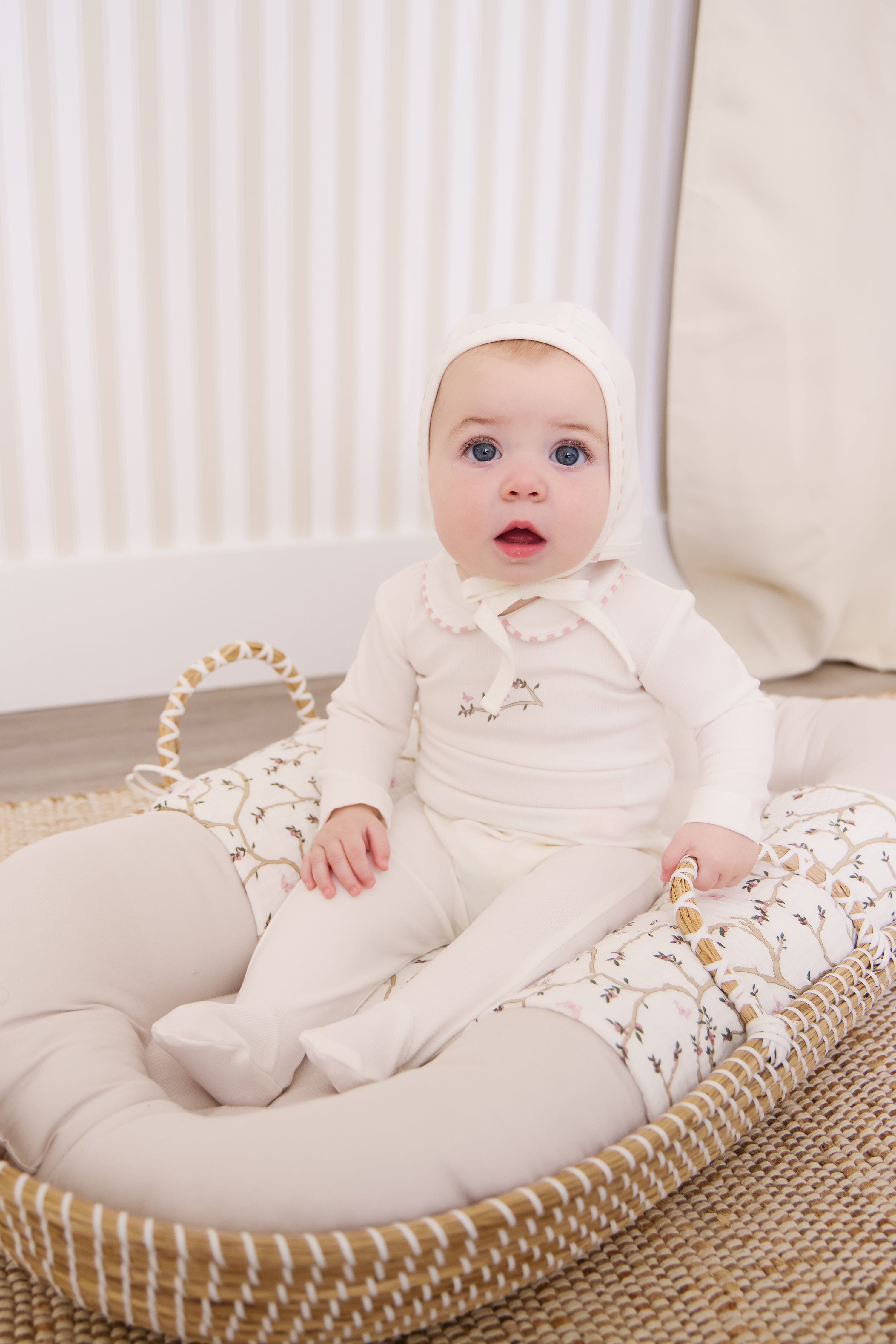Magical Meadow Collar Footie 3pc Set - White Pink