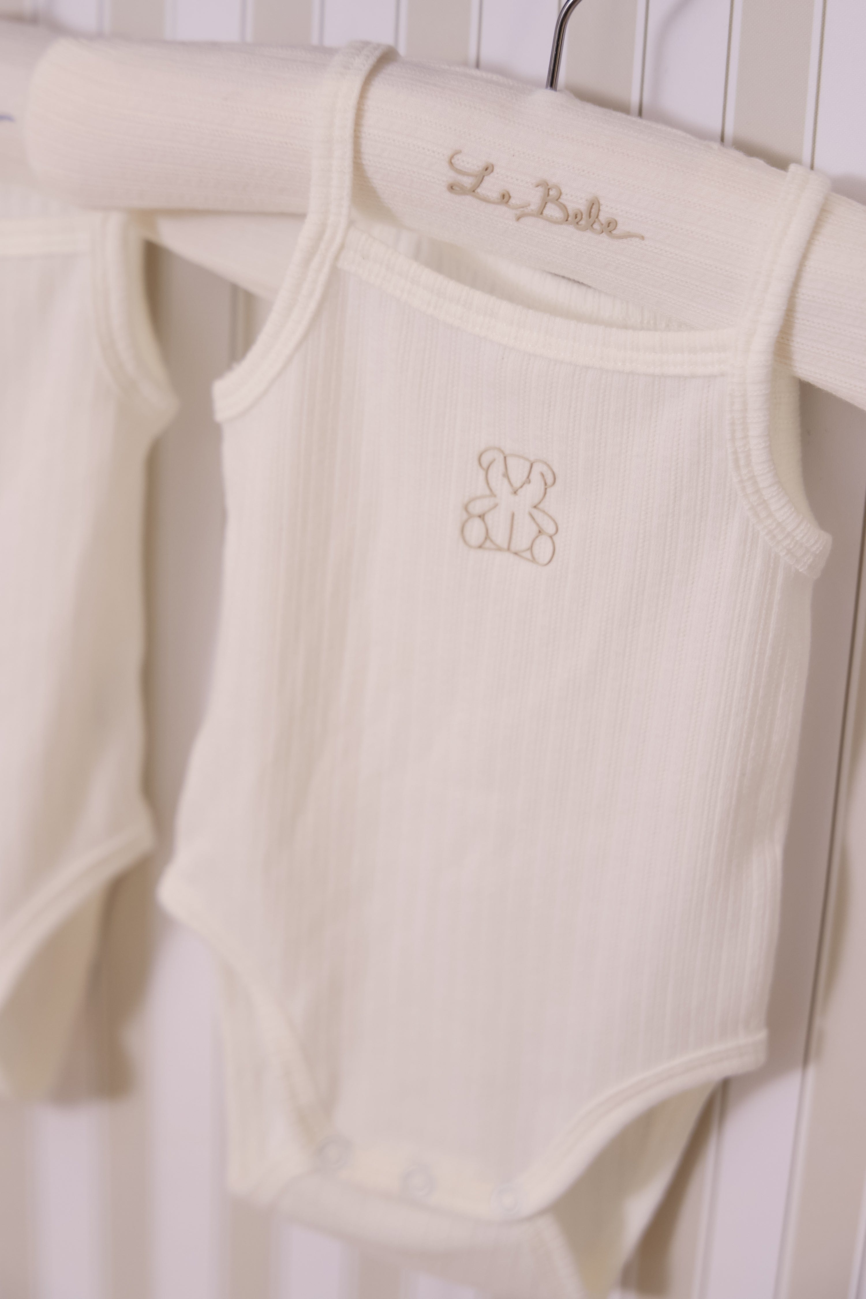 Teddy Au Pane Onesie Set Of 2 - Stone