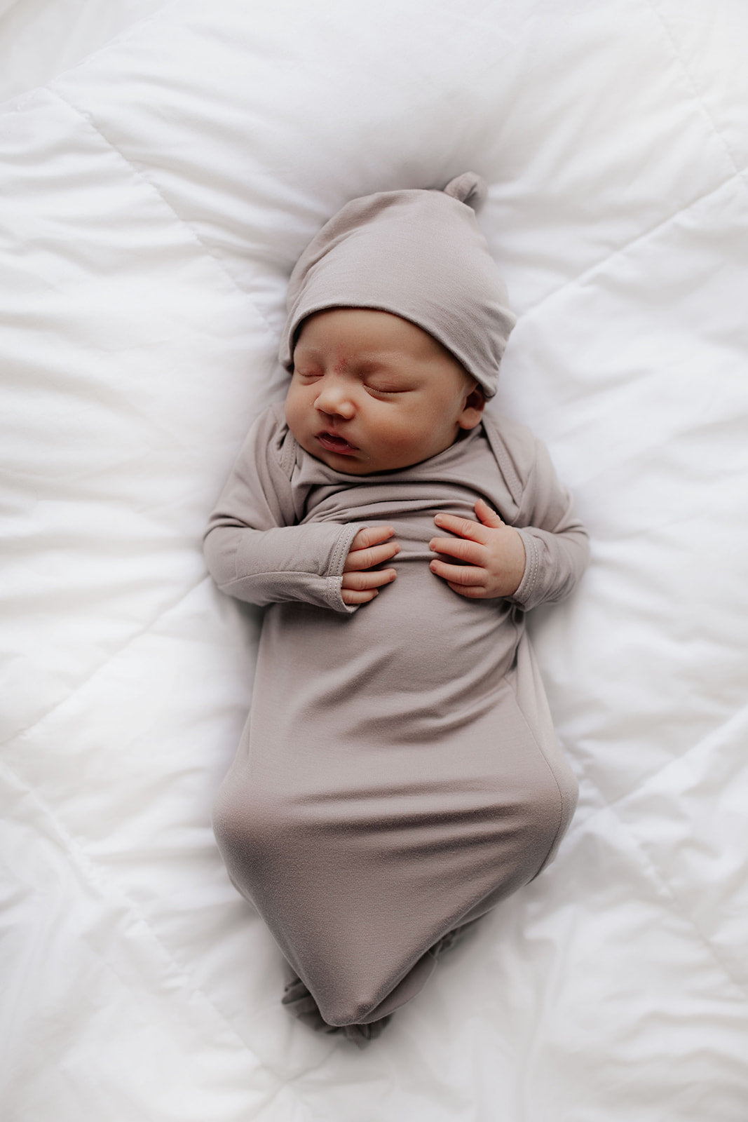 Harbor Mist Neutral Knotted Newborn Baby Gown