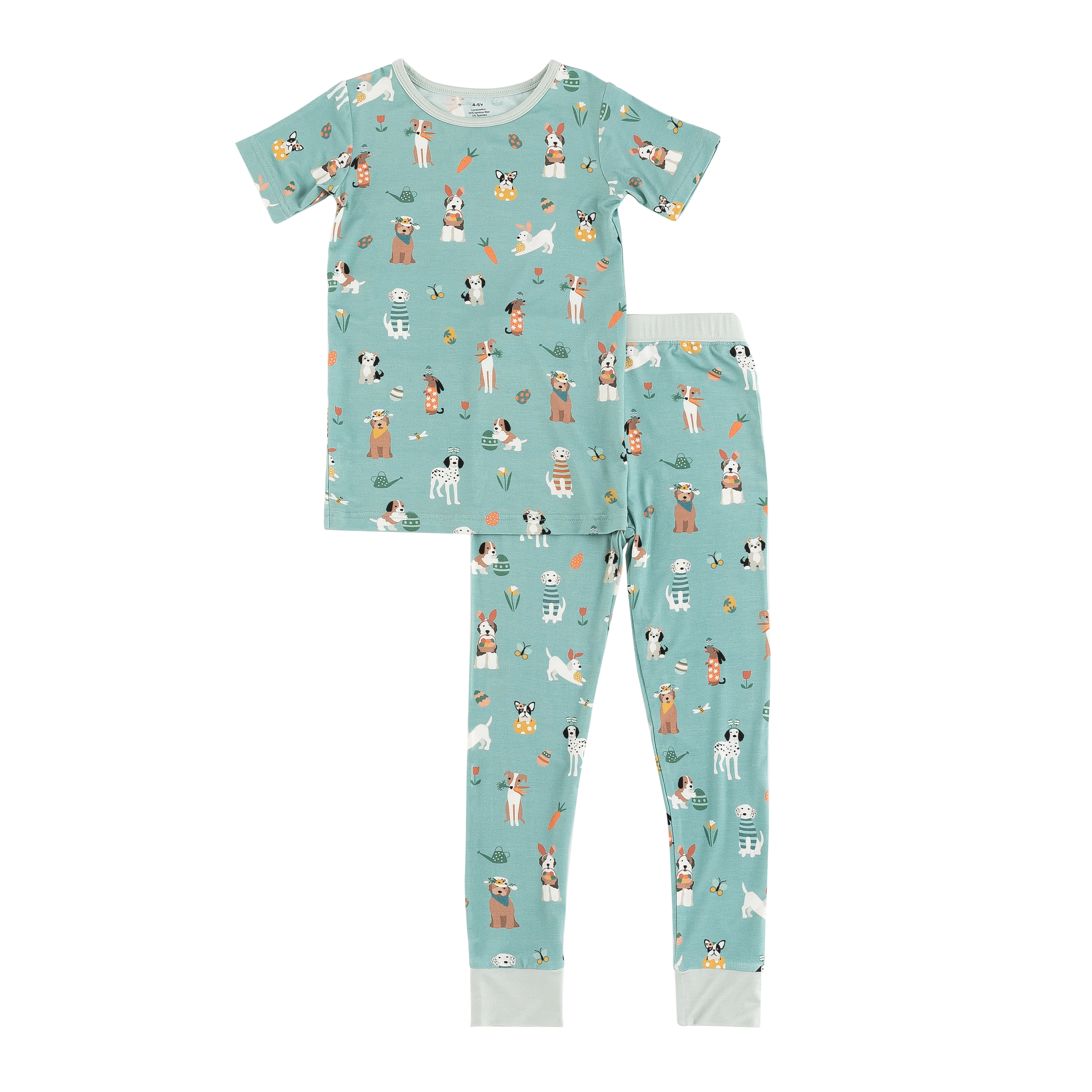 Puppy Egg Hunt (short Sleeve Pj) - Aquamarine