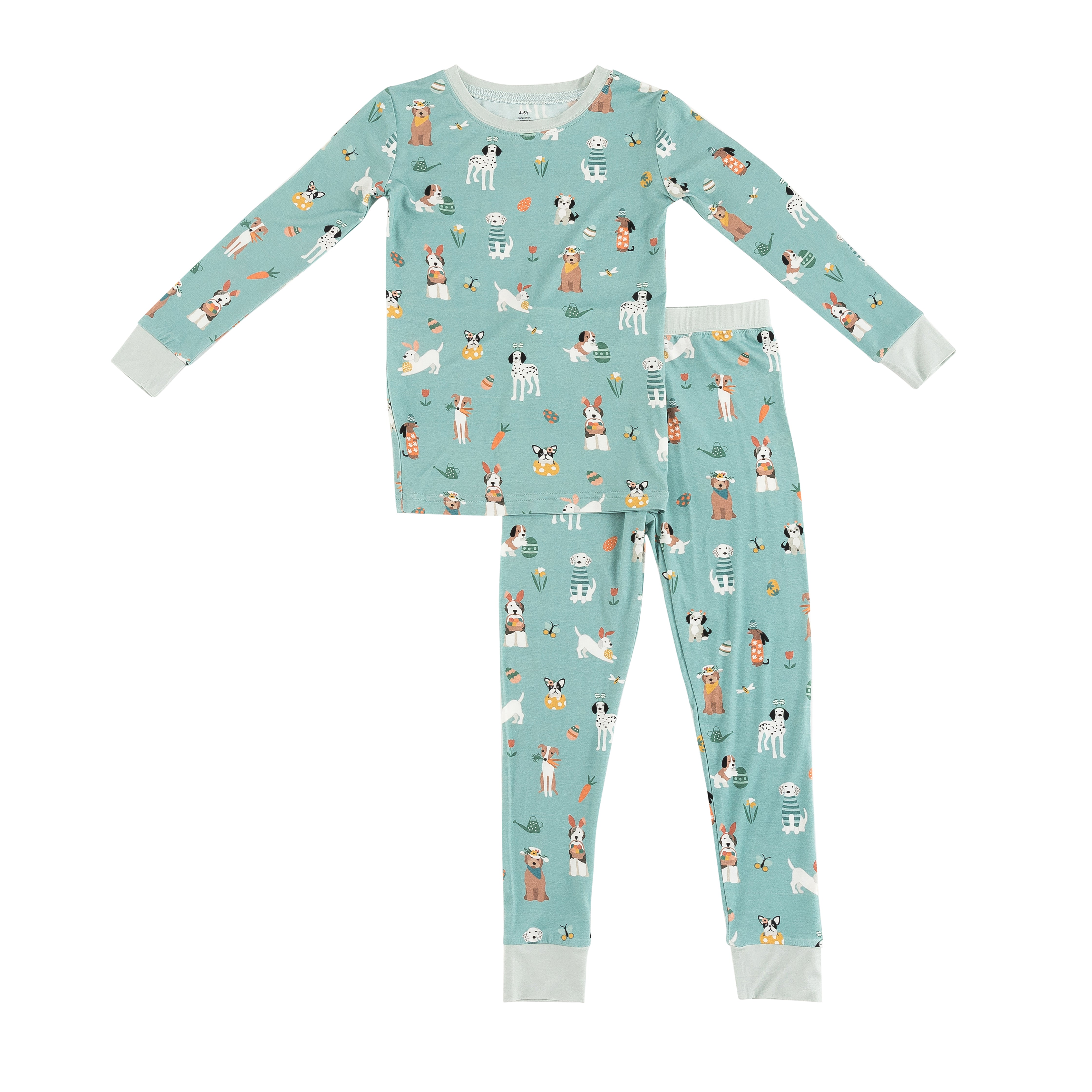 Puppy Egg Hunt (long Sleeve Pj) - Aquamarine