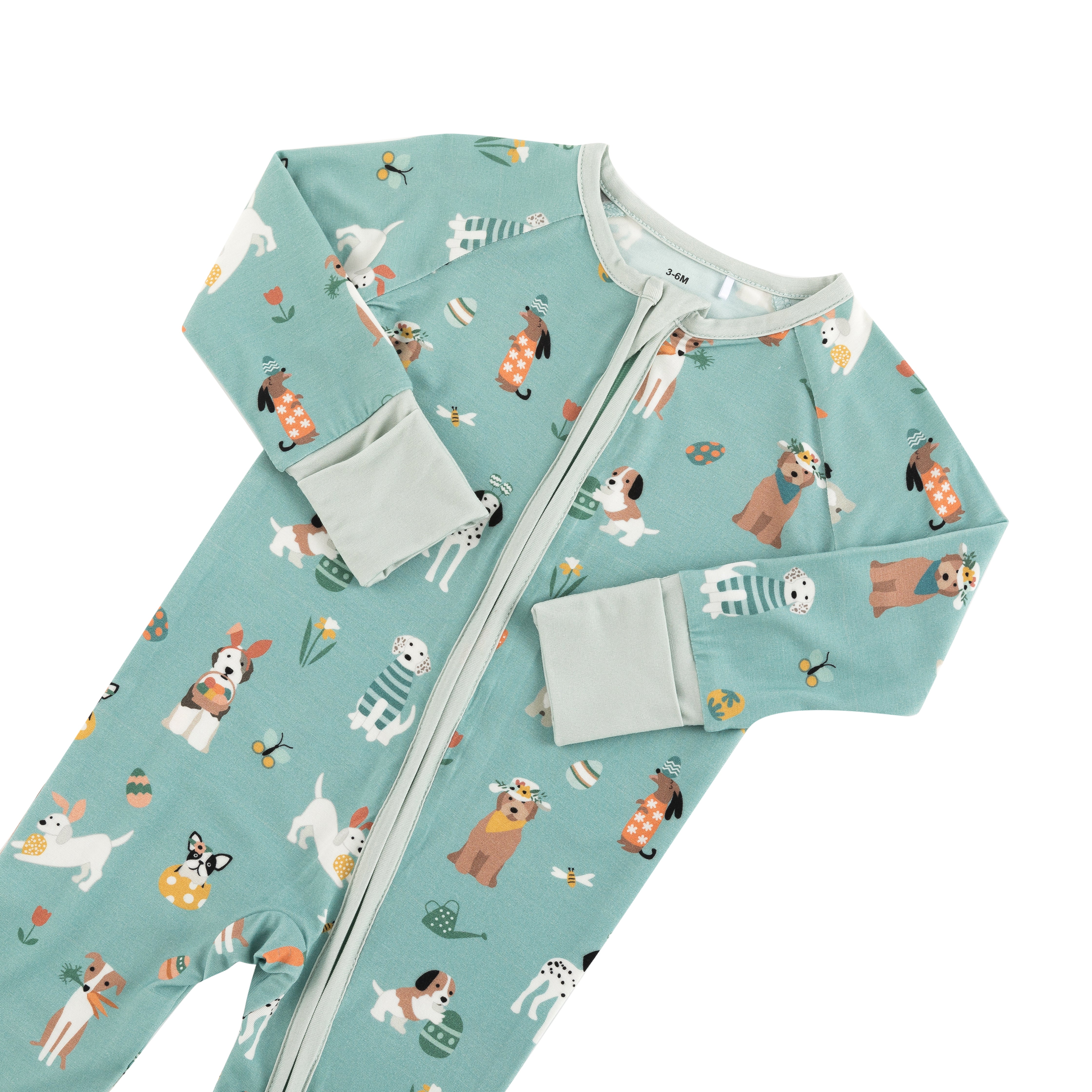 Puppy Egg Hunt (convertible Zip Footies) - Aquamarine