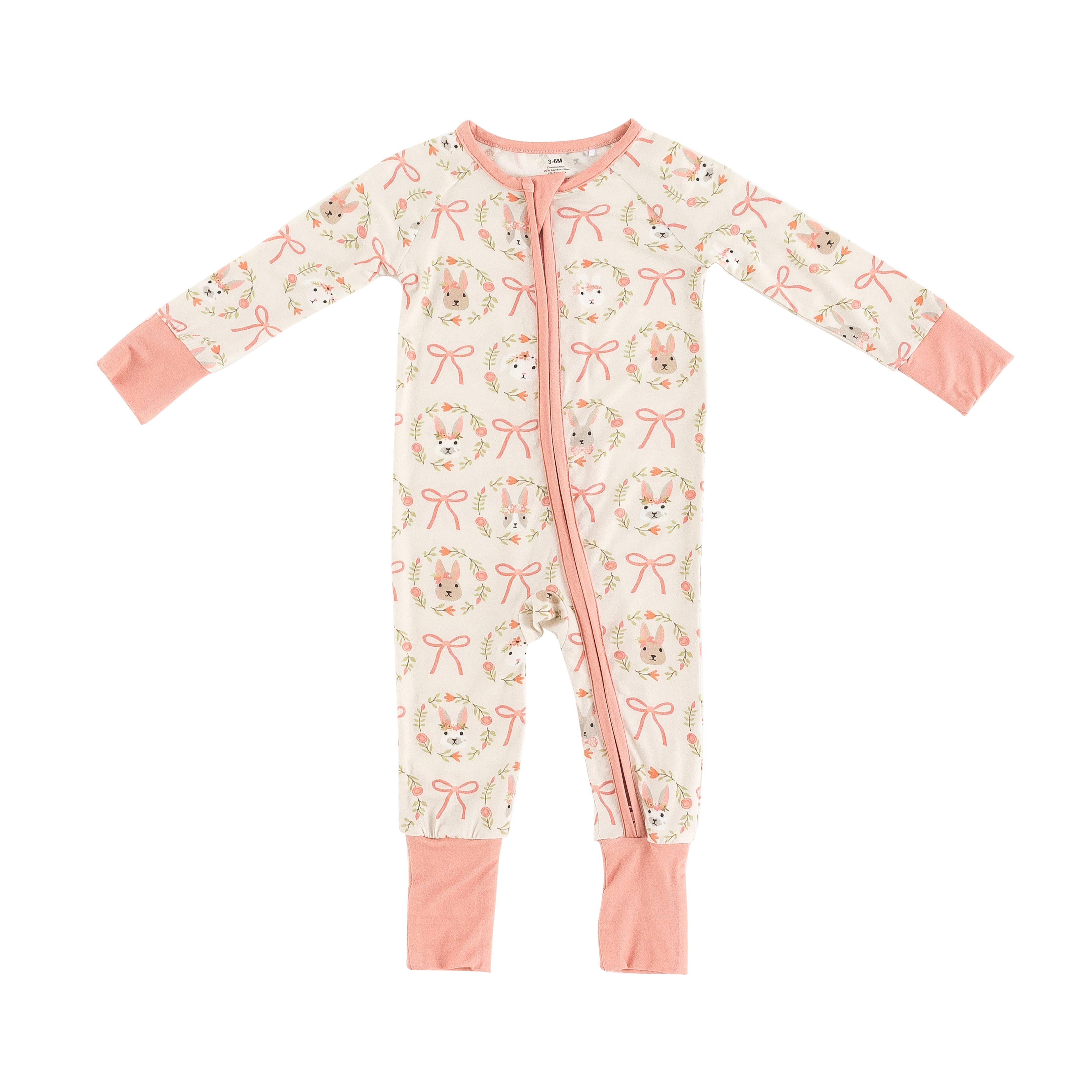 Bows & Bunnies (convertible Zip Footies)