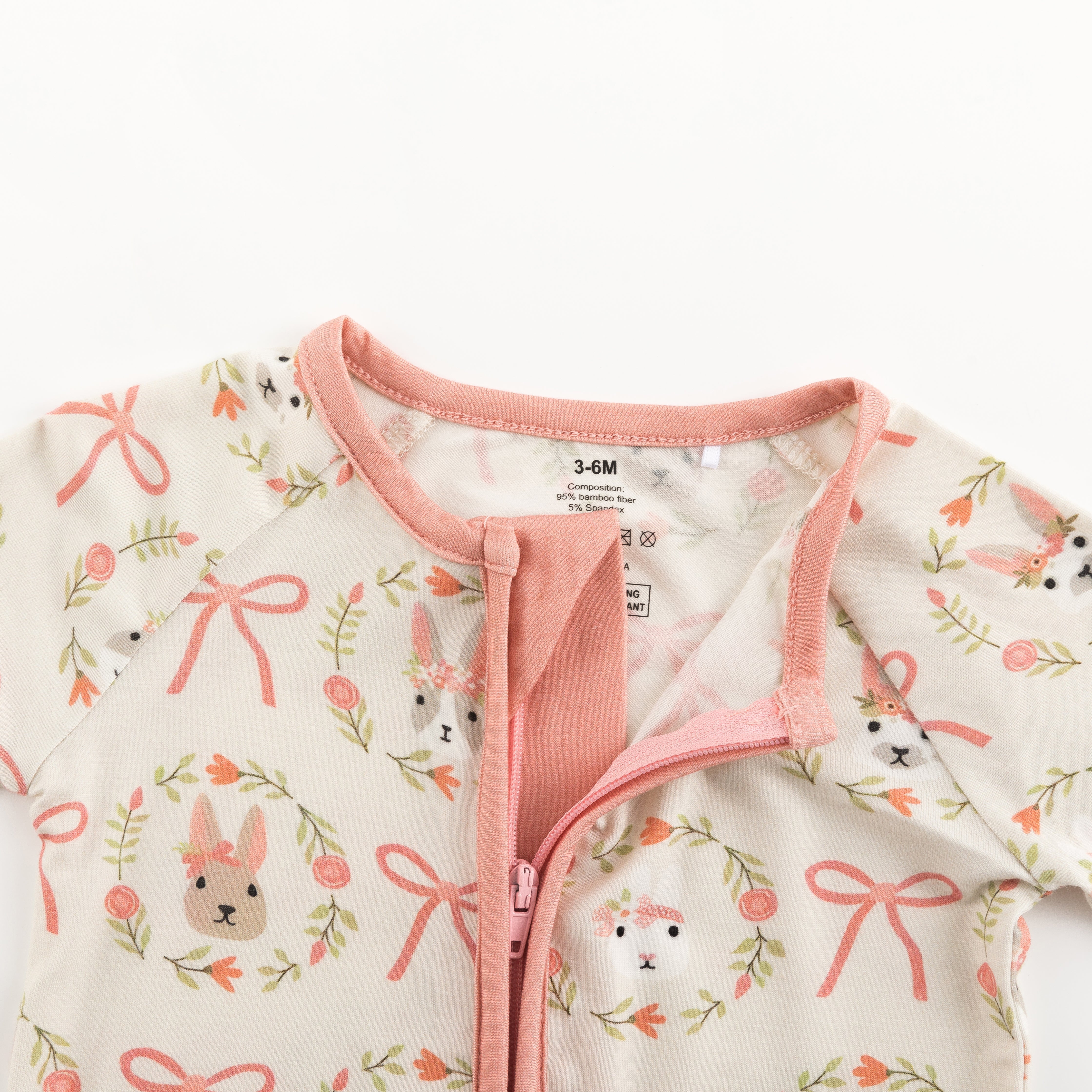Bows & Bunnies (convertible Zip Footies)