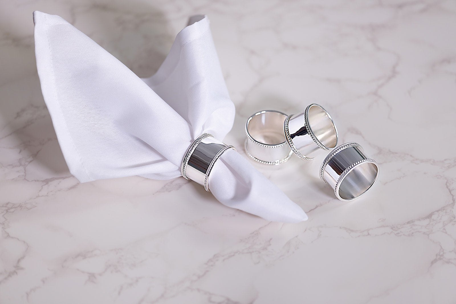 Beaded Silver-plate Napkin Rings By Krysaliis - Set Of 4
