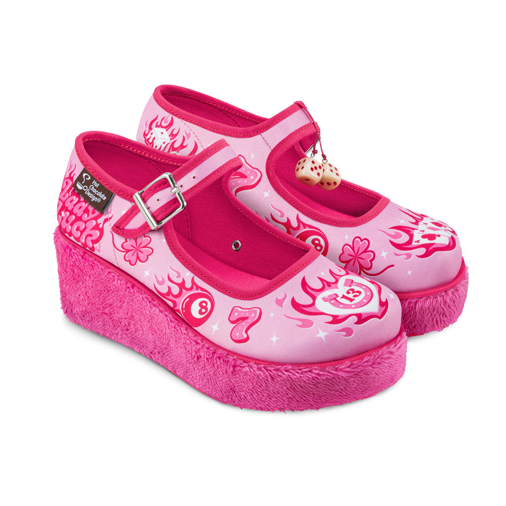 Women's Mary Jane Platform, Pink Flame - Hot Chocolate Design