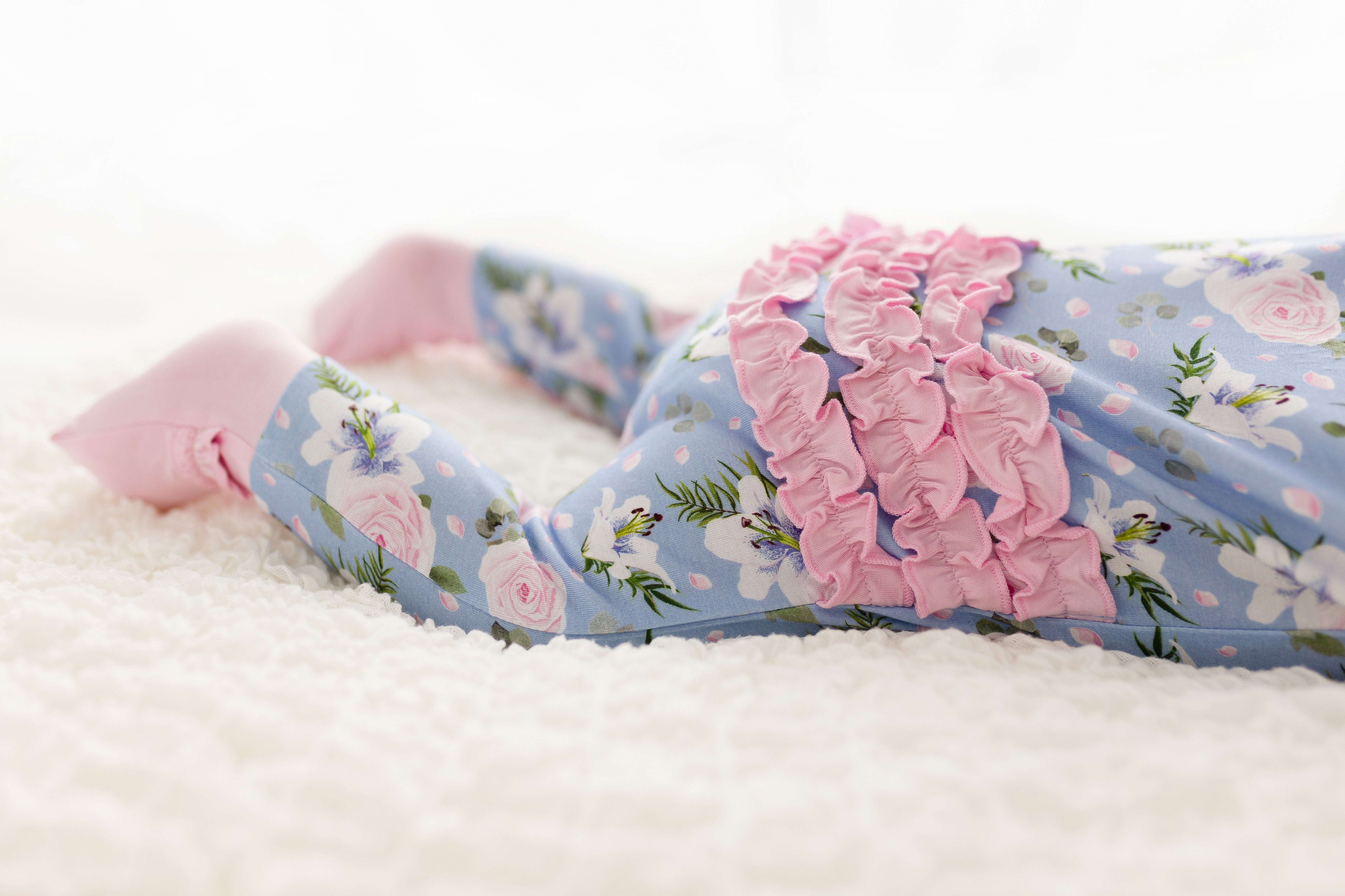 Lillian Floral Bamboo Ruffle Convertible Footie (2t-4t)