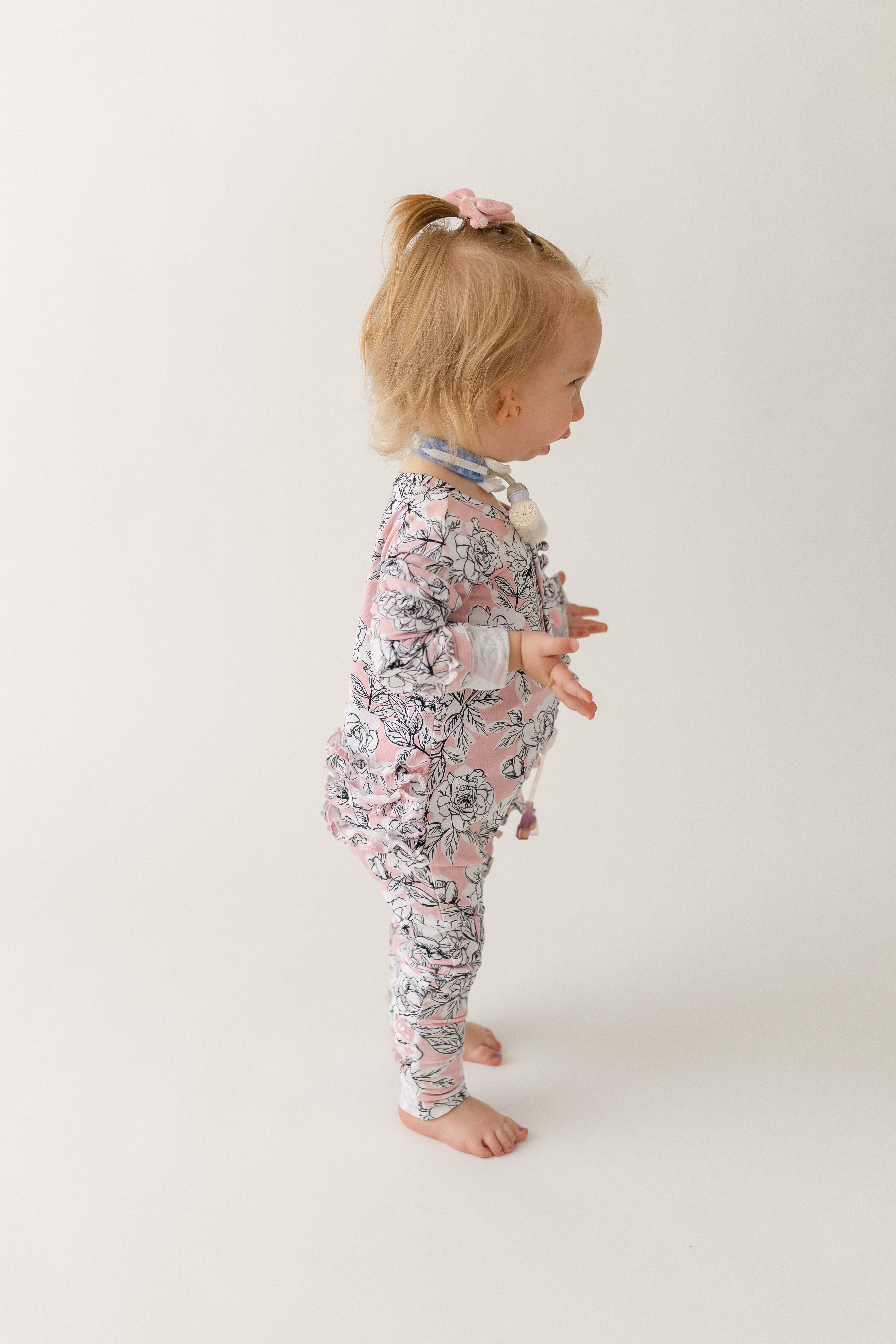 Allie Floral Bamboo Ruffle Convertible Footie (2t-4t)