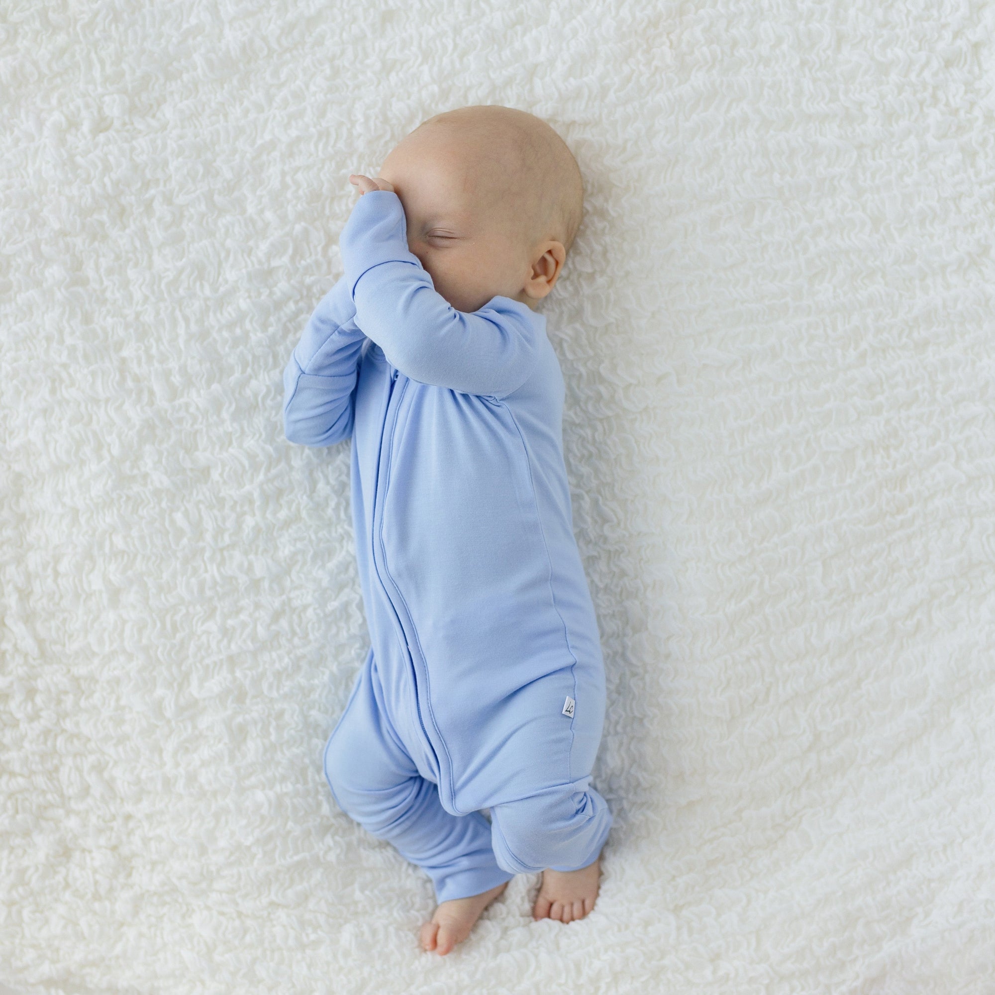 Lillian Trisomy 18 Blue Bamboo Convertible Footie (2t-4t)