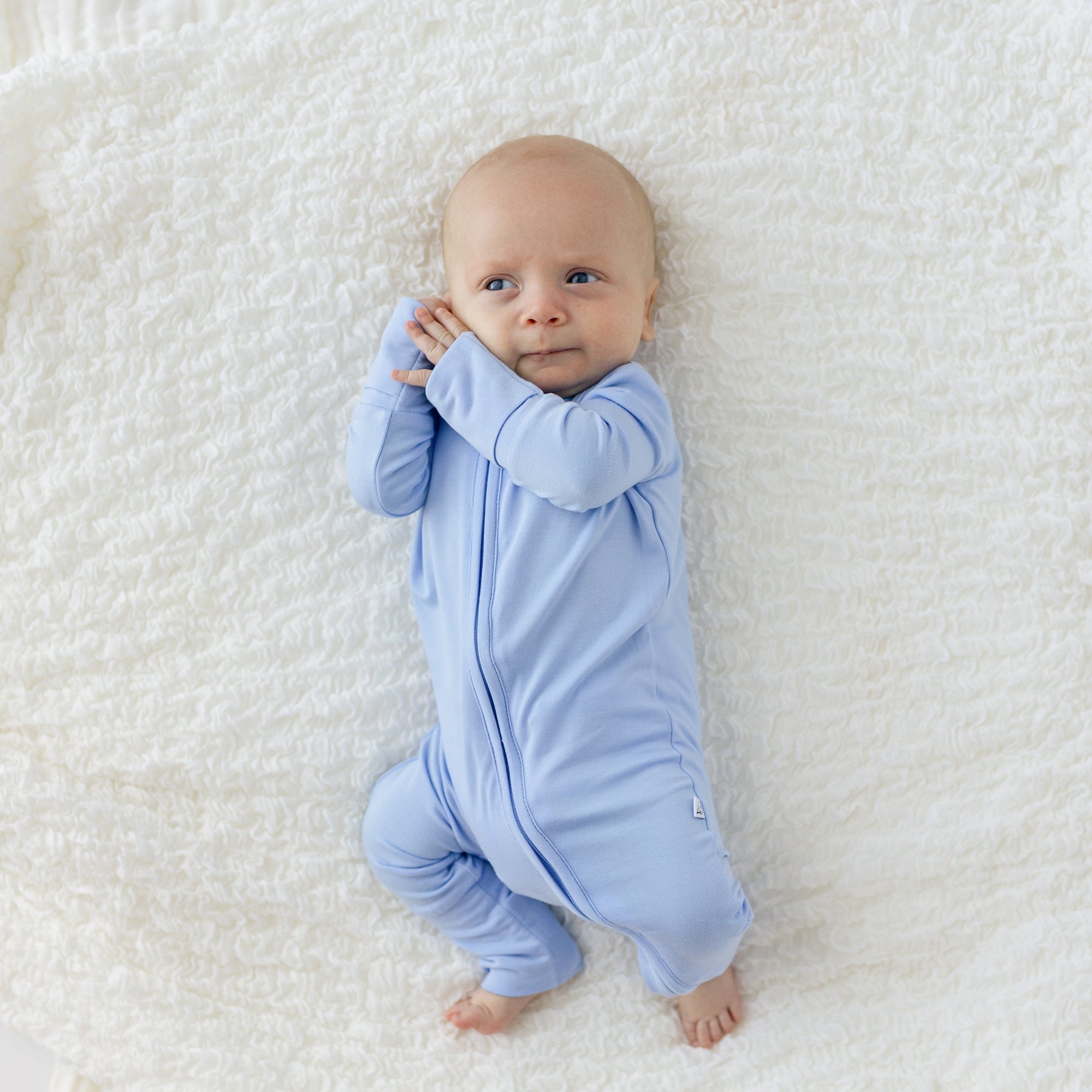 Lillian Trisomy 18 Blue Bamboo Convertible Footie (2t-4t)