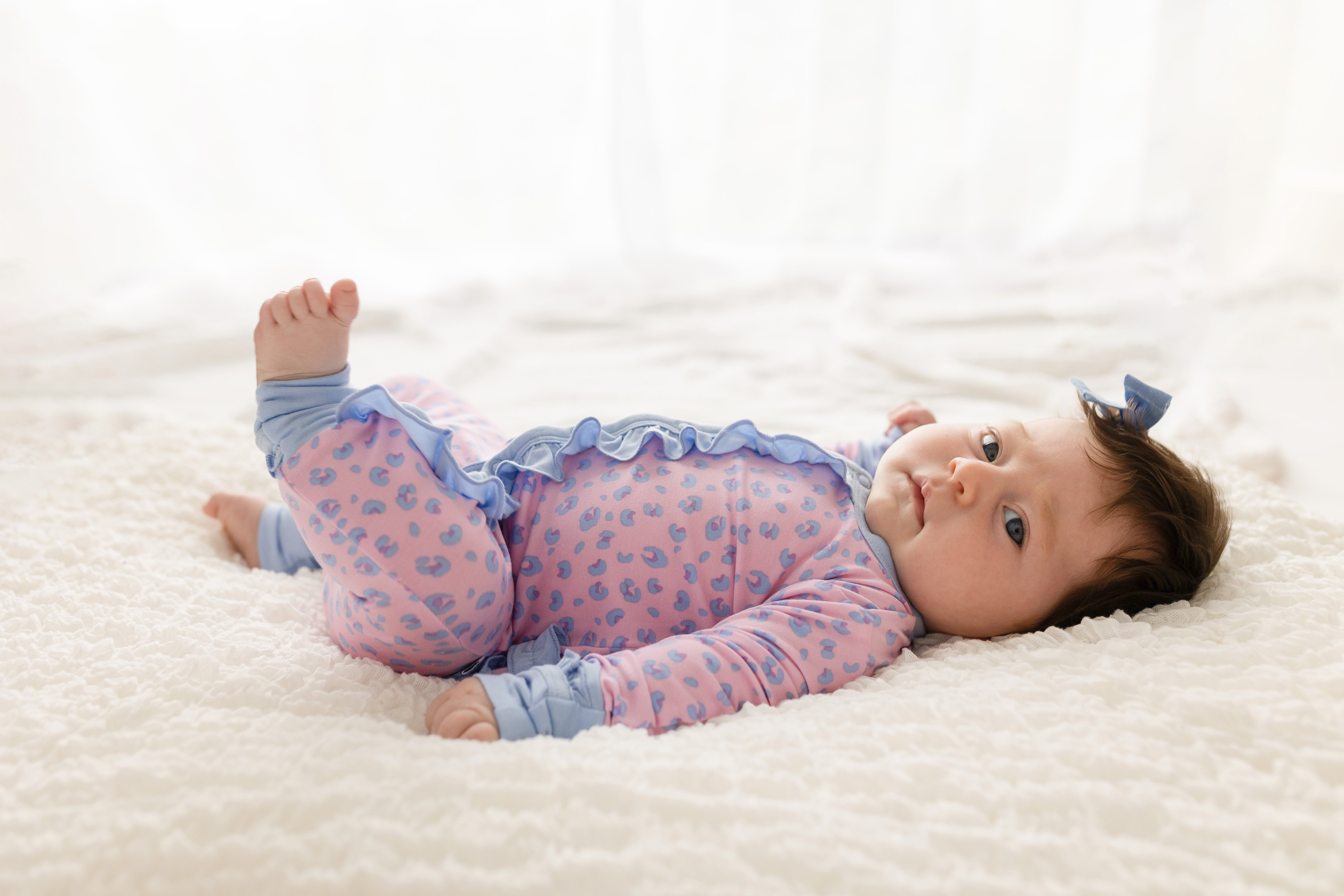 Lillian Leopard Bamboo Ruffle Convertible Footie (2t-4t)