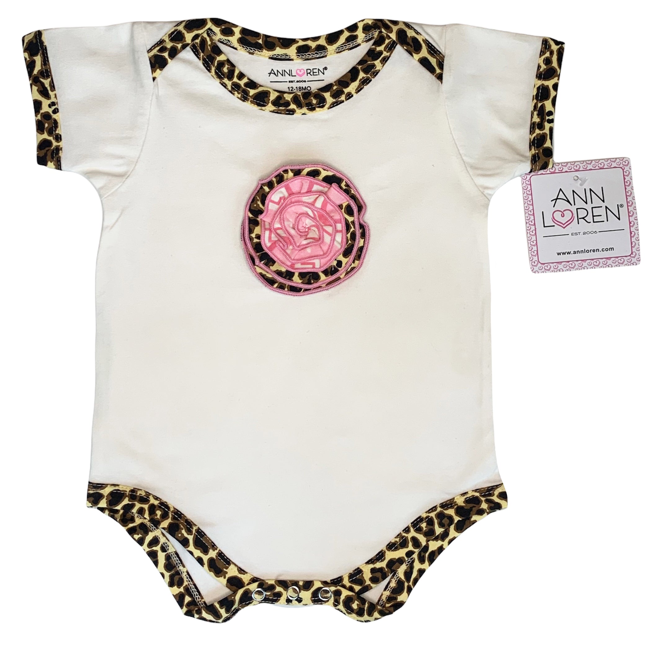 Annloren Baby Girls Layette Pink Leopard Onesie Pants Headband 3pc Gift Set Clothing