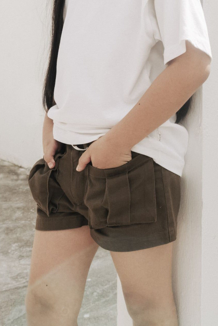Organic Cotton Cargo Front Short With Belt