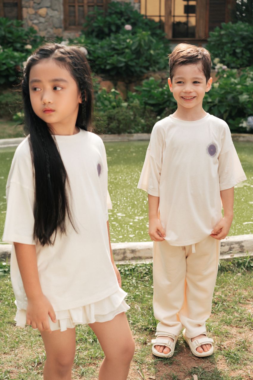 Relaxed Organic Cotton T-shirt With Sow Sun Print