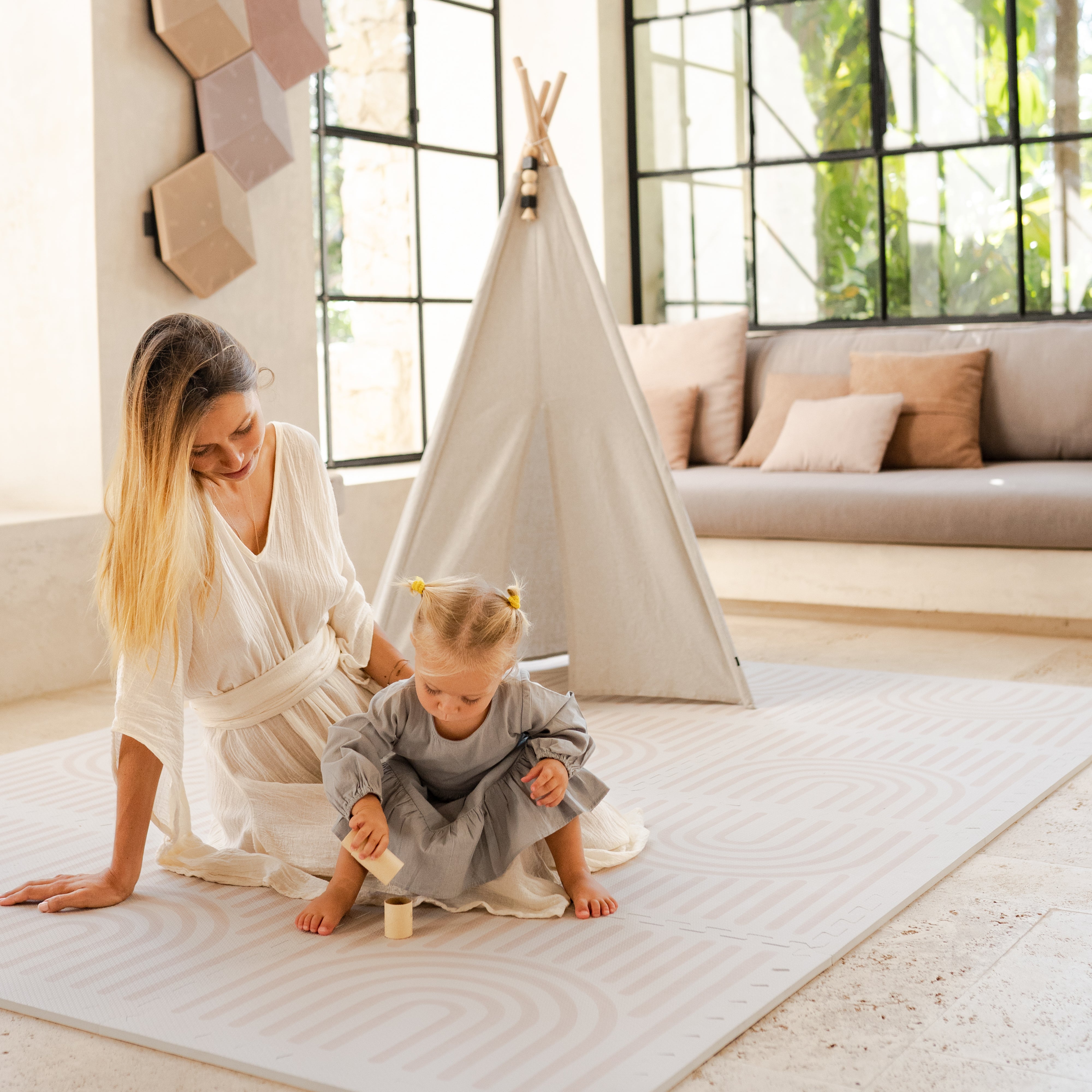 Premium Foam Playmats | Linear - Linen