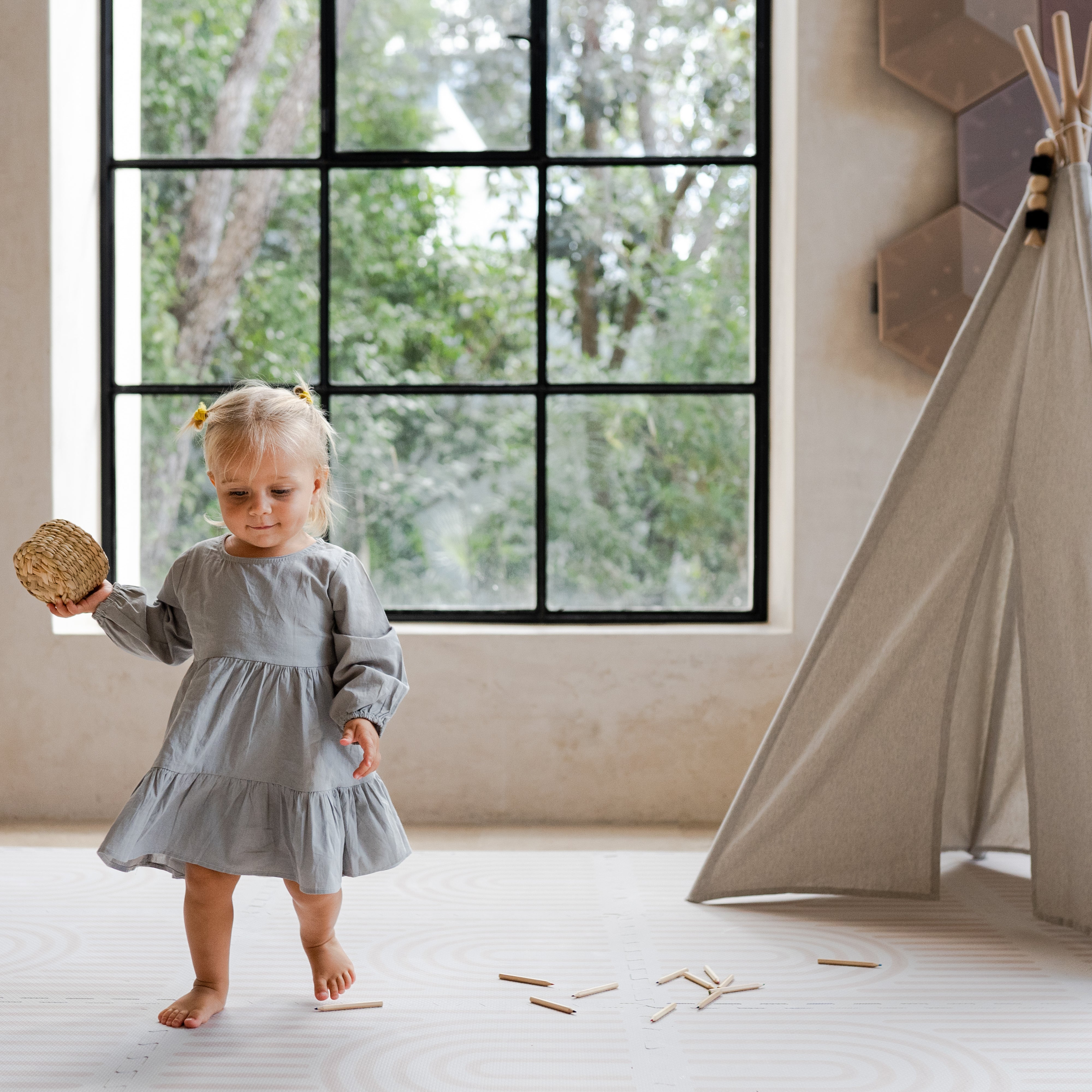 Premium Foam Playmats | Linear - Linen
