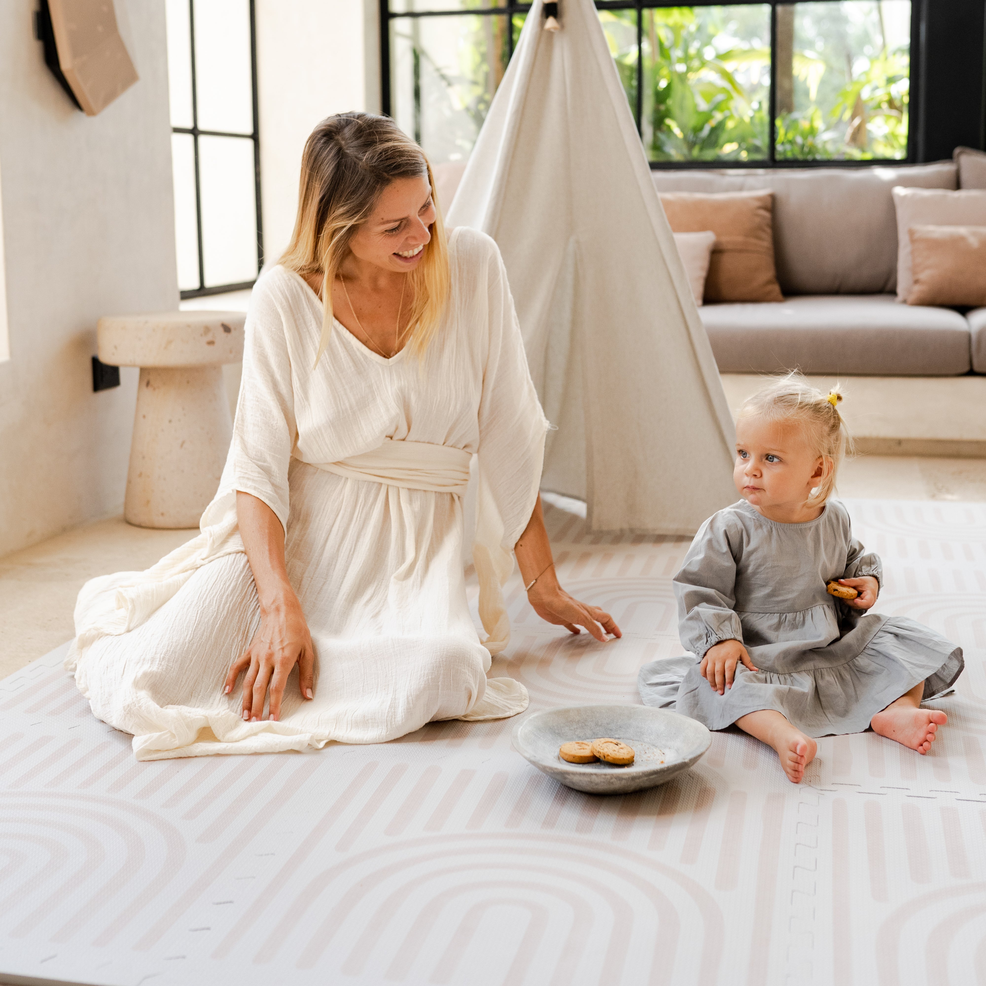 Premium Foam Playmats | Linear - Linen