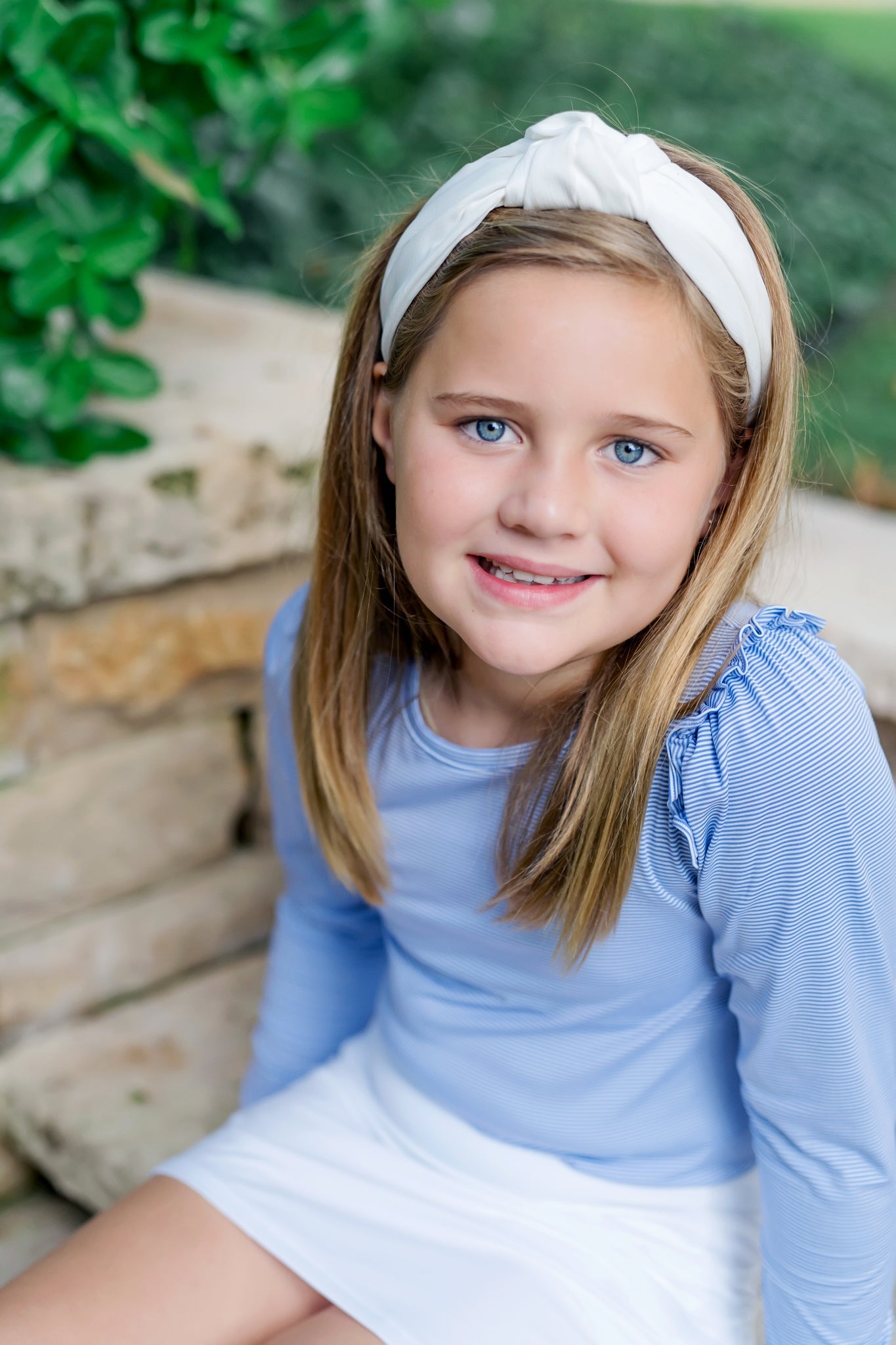 Mia Girls' Longsleeve Performance Top By Lh Sport - Blue Stripes