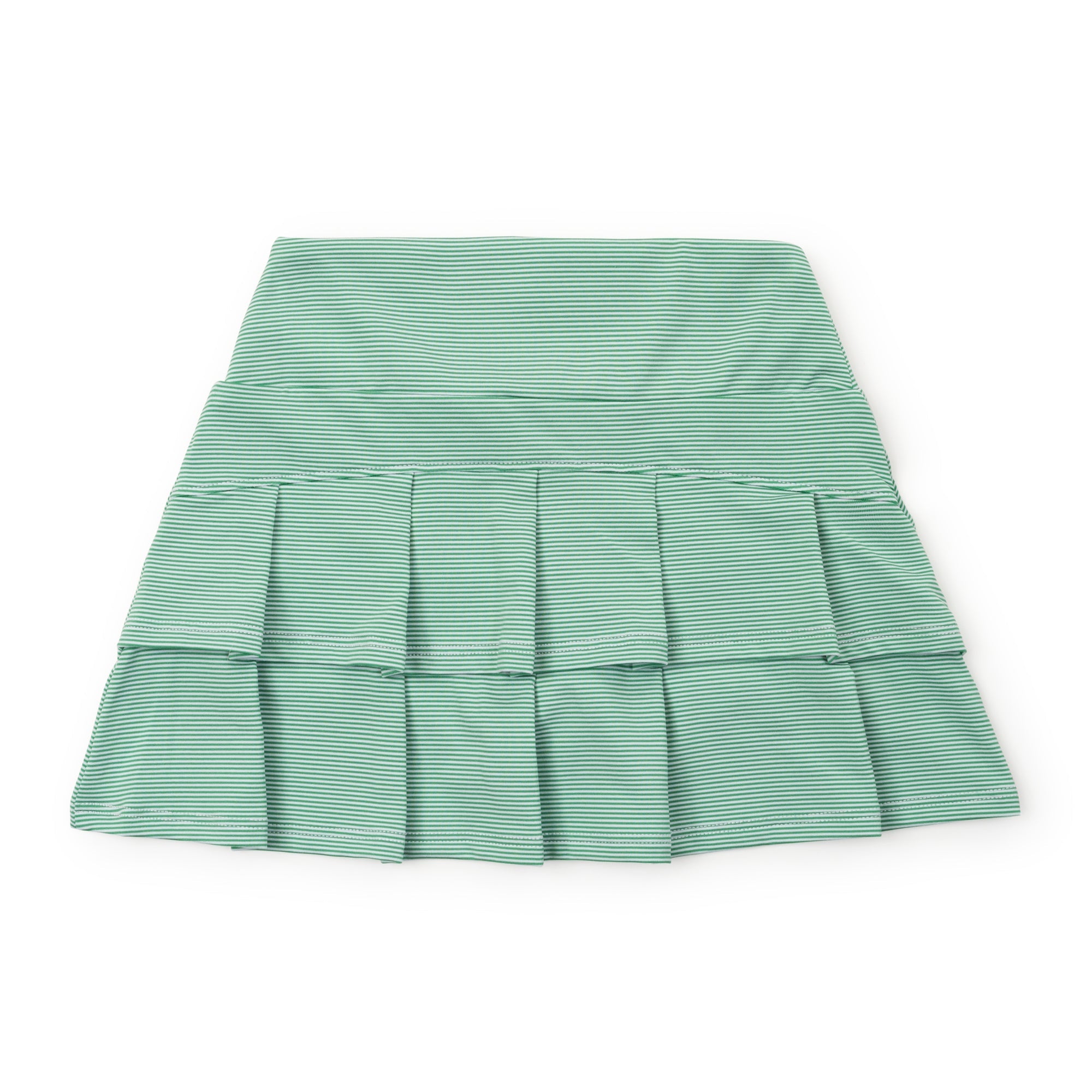 Margot Girls' Tiered Skirt By Lh Sport - Green And White Stripes