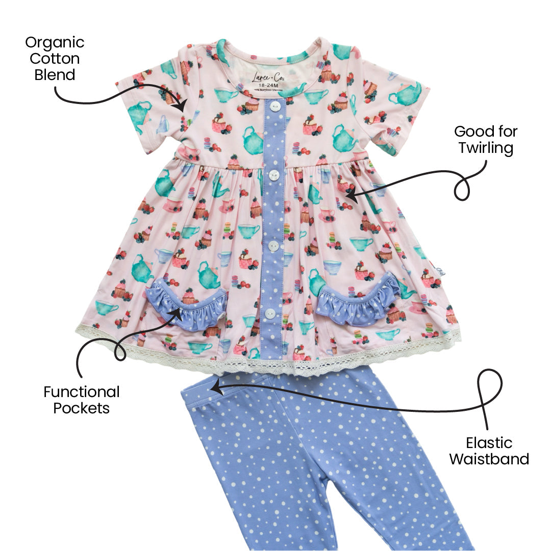 Lillian's Garden Tea Party Short Sleeve Peplum + Legging Set