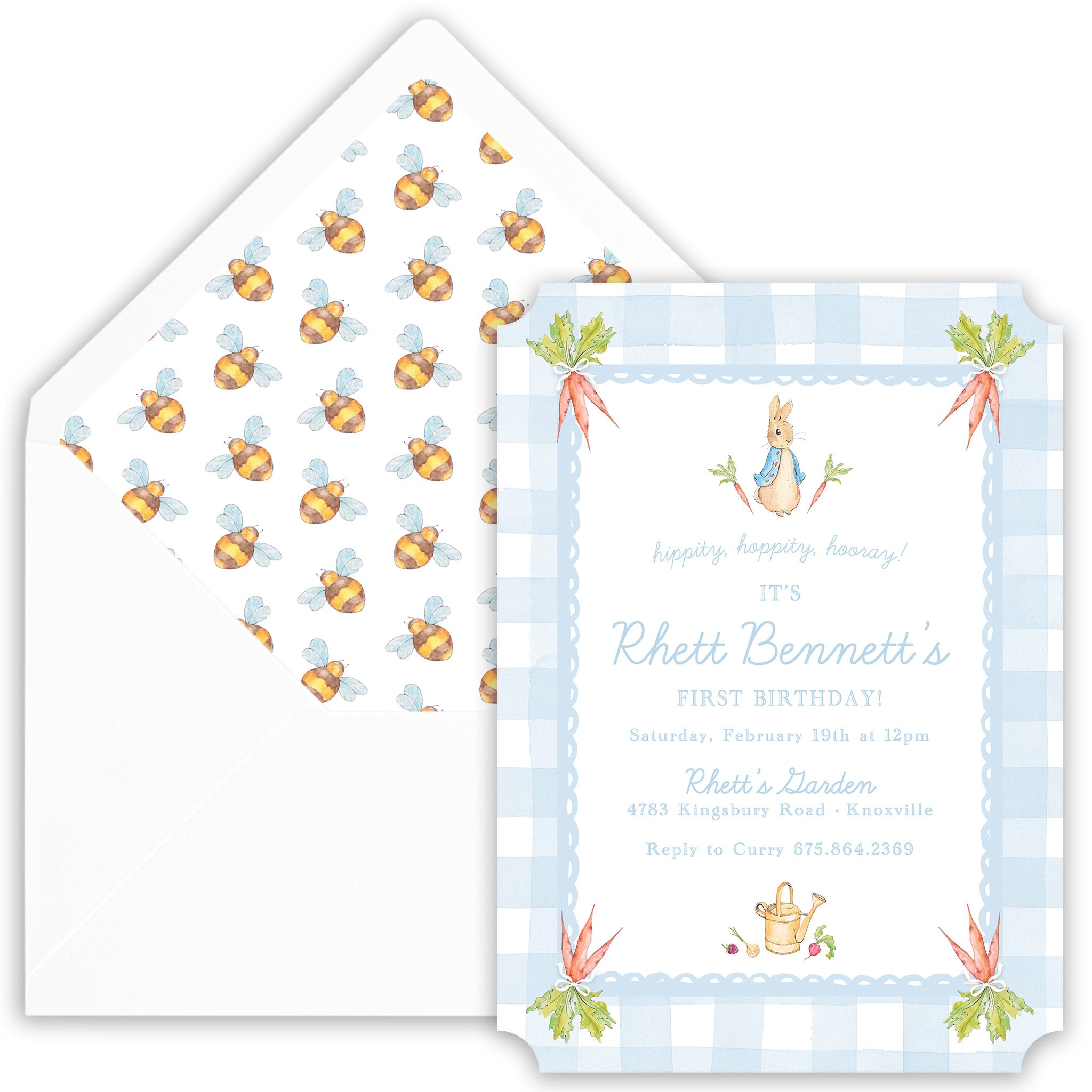 Blue Peter Rabbit Party Invitation