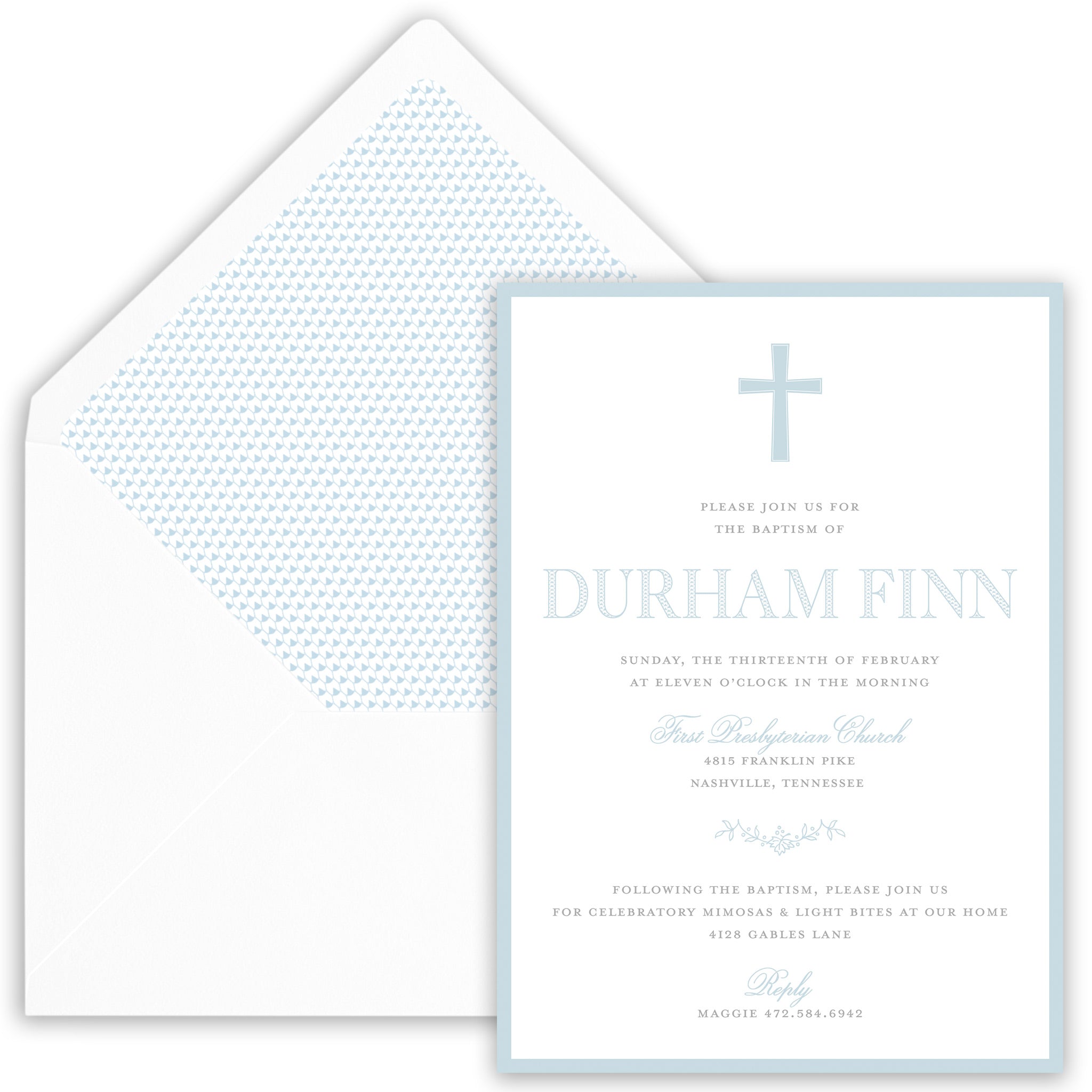 Blue Baptism Invitation