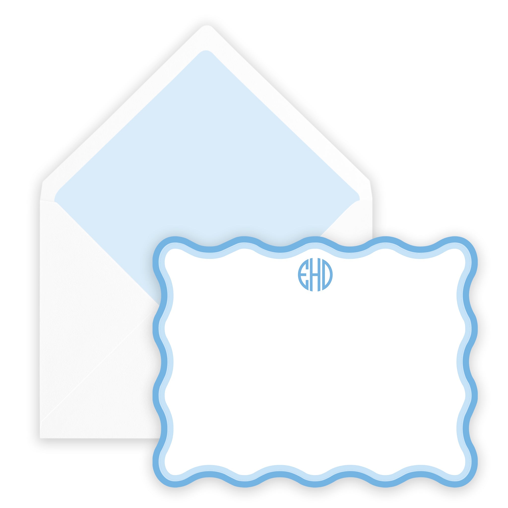 Blue Wave Monogram Notecard