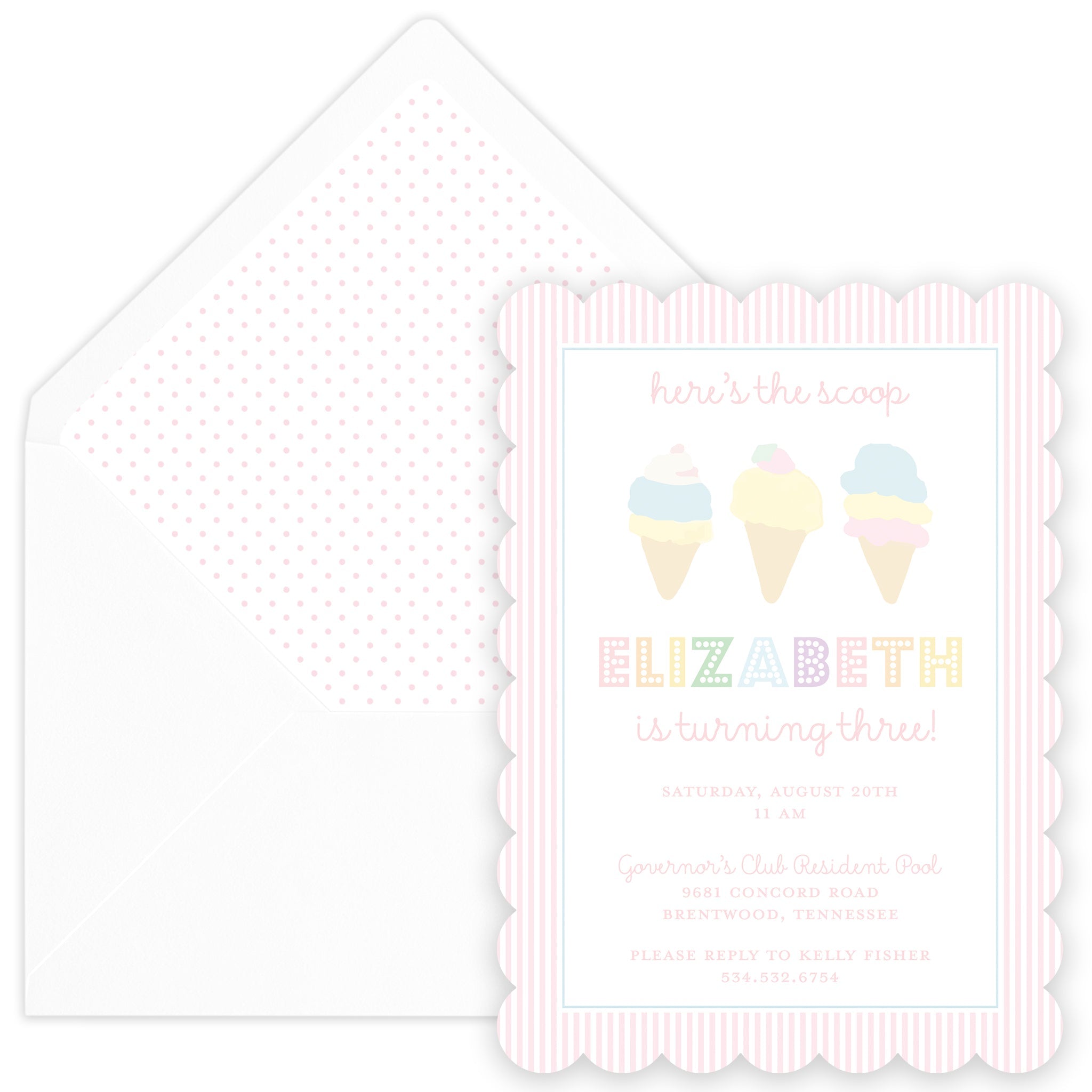 Ice Cream Social Birthday Invitation