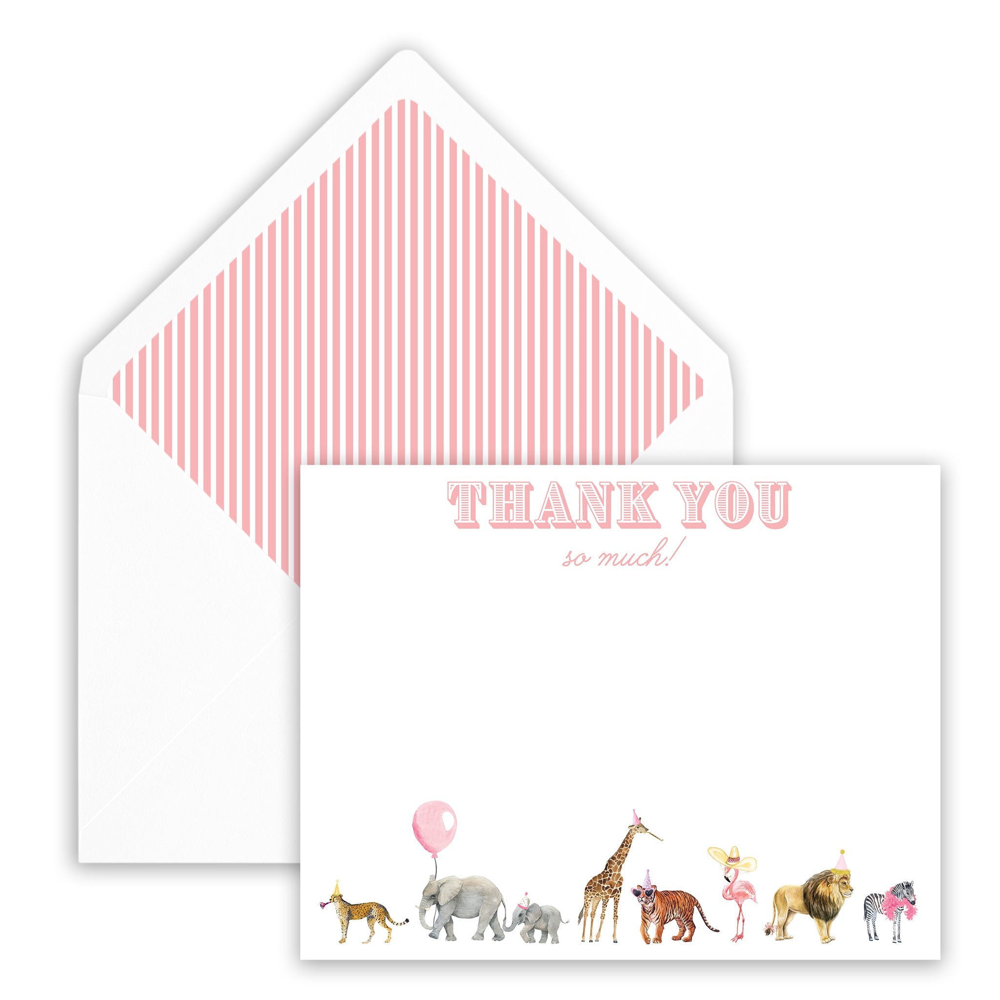Pink Party Animal Thank You Note