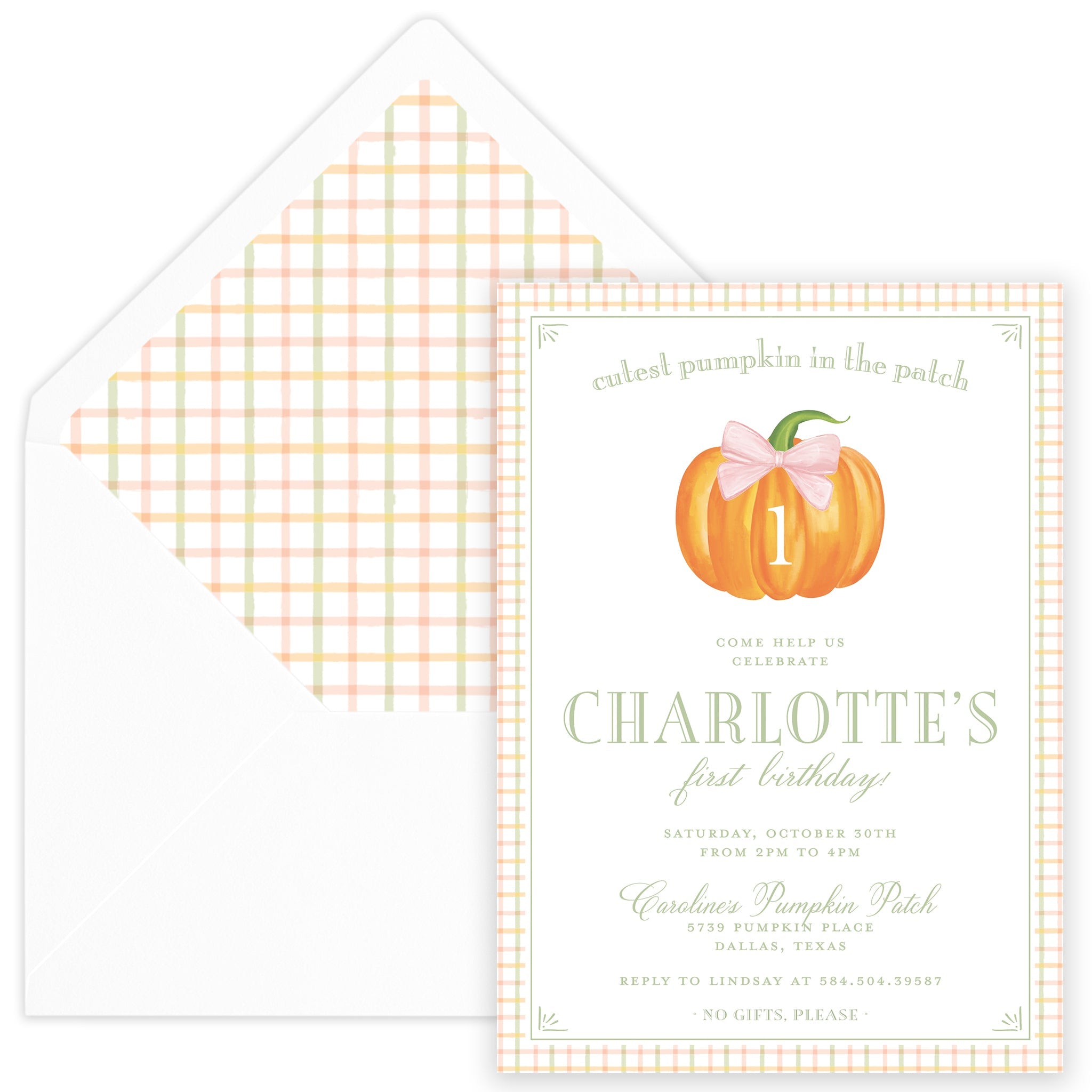 Pink Fall Pumpkin Birthday Invitation