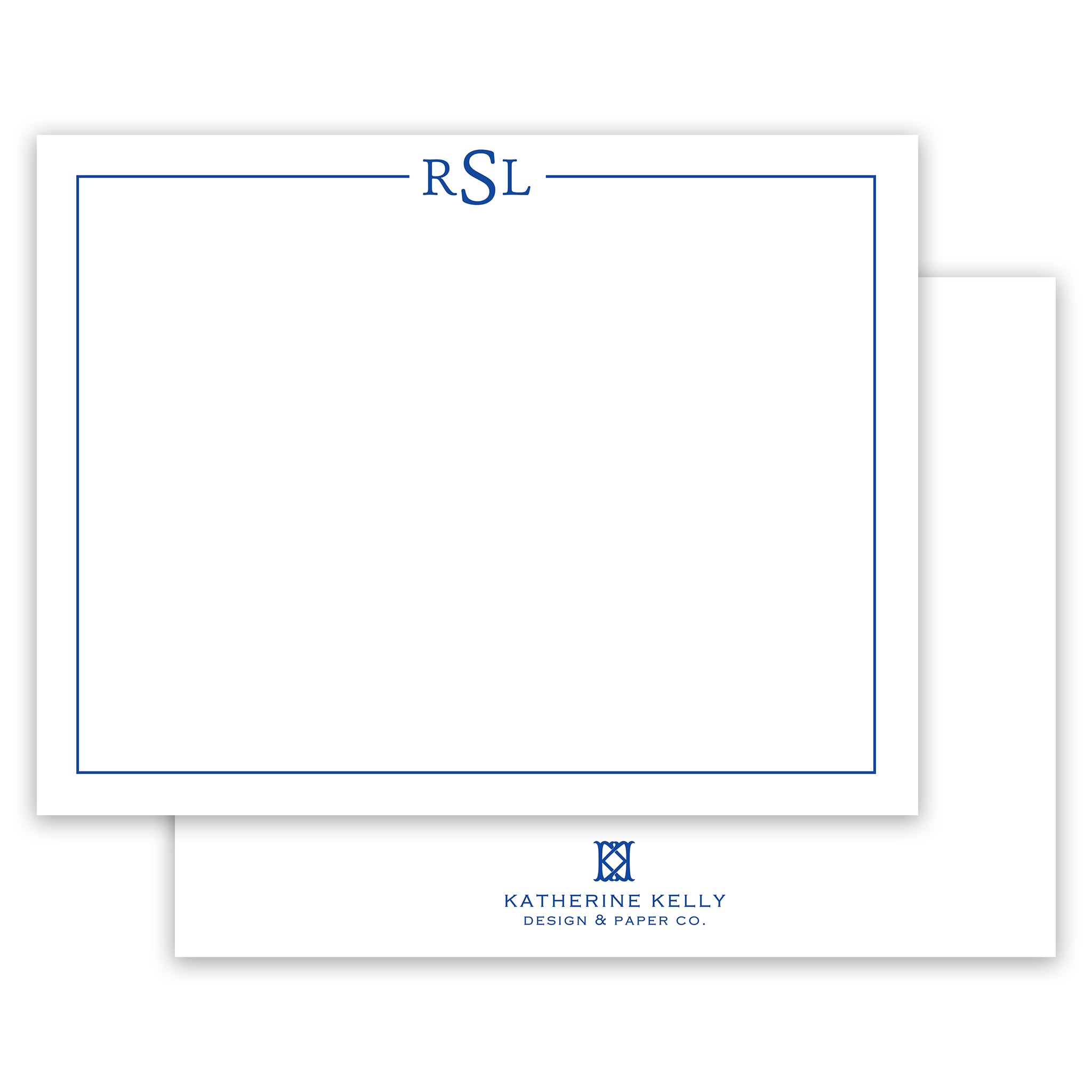 Classic Navy Monogram Notecard