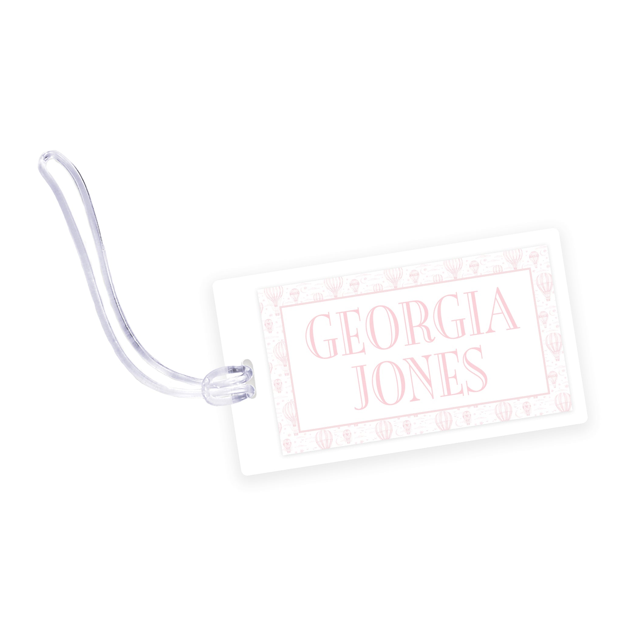 Pink Hot Air Balloon Laminated Bag Tag