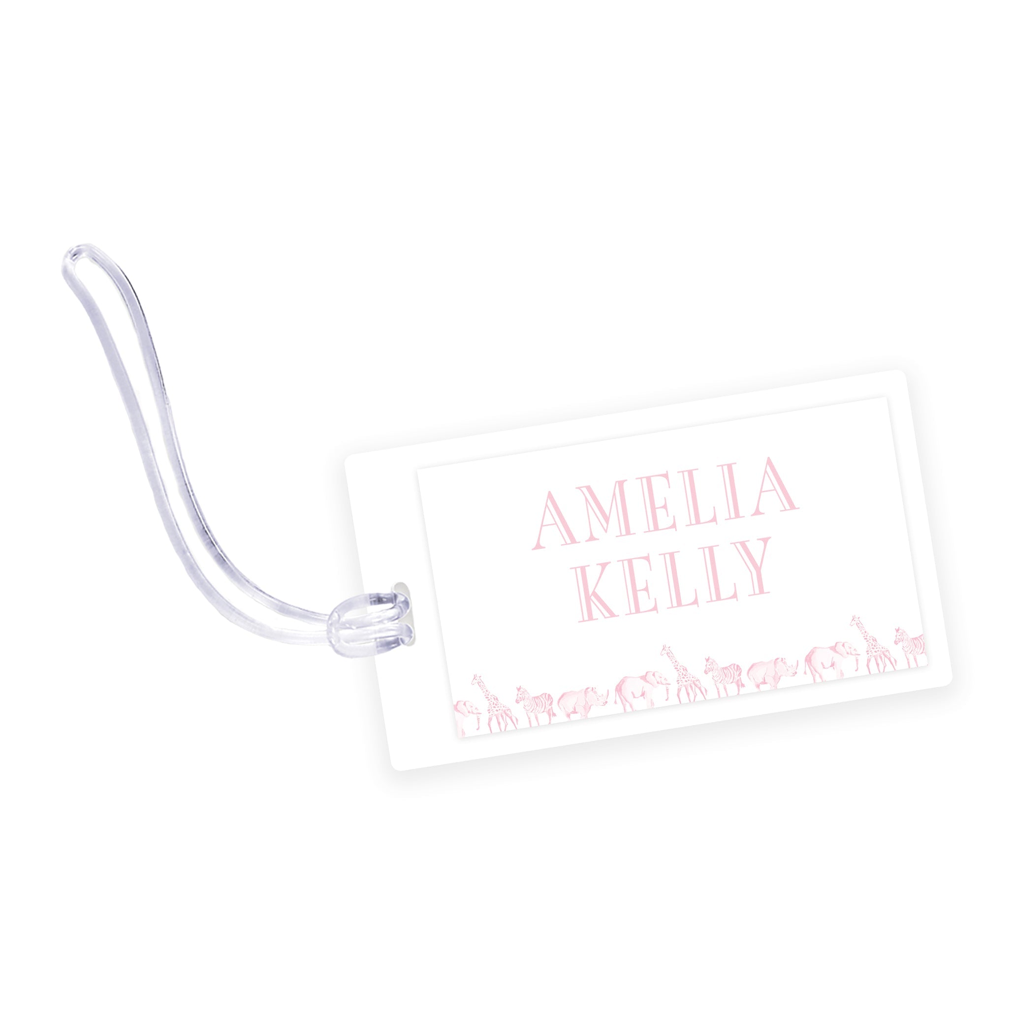 Pink Safari Laminated Bag Tag
