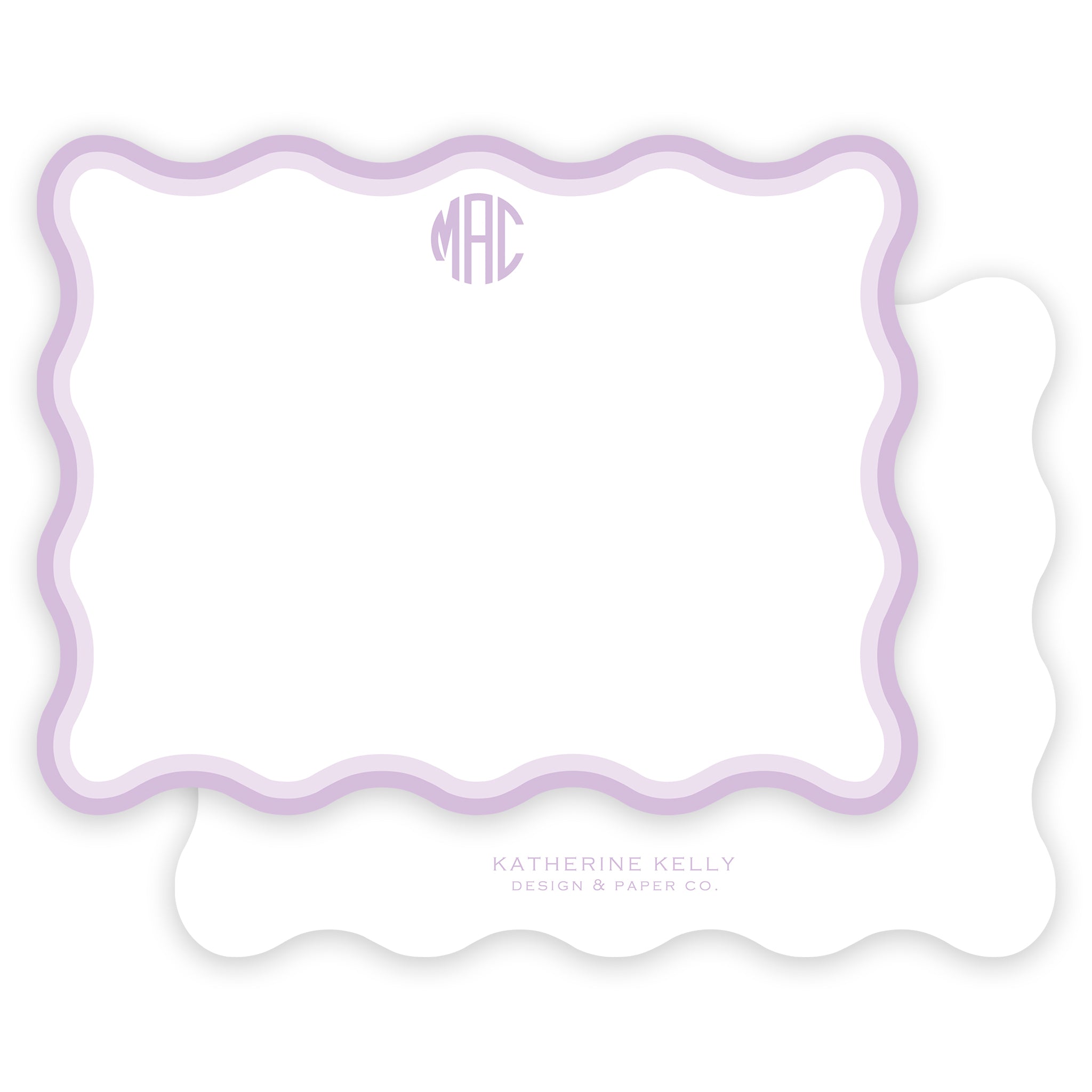 Lavender Wave Monogram Notecard