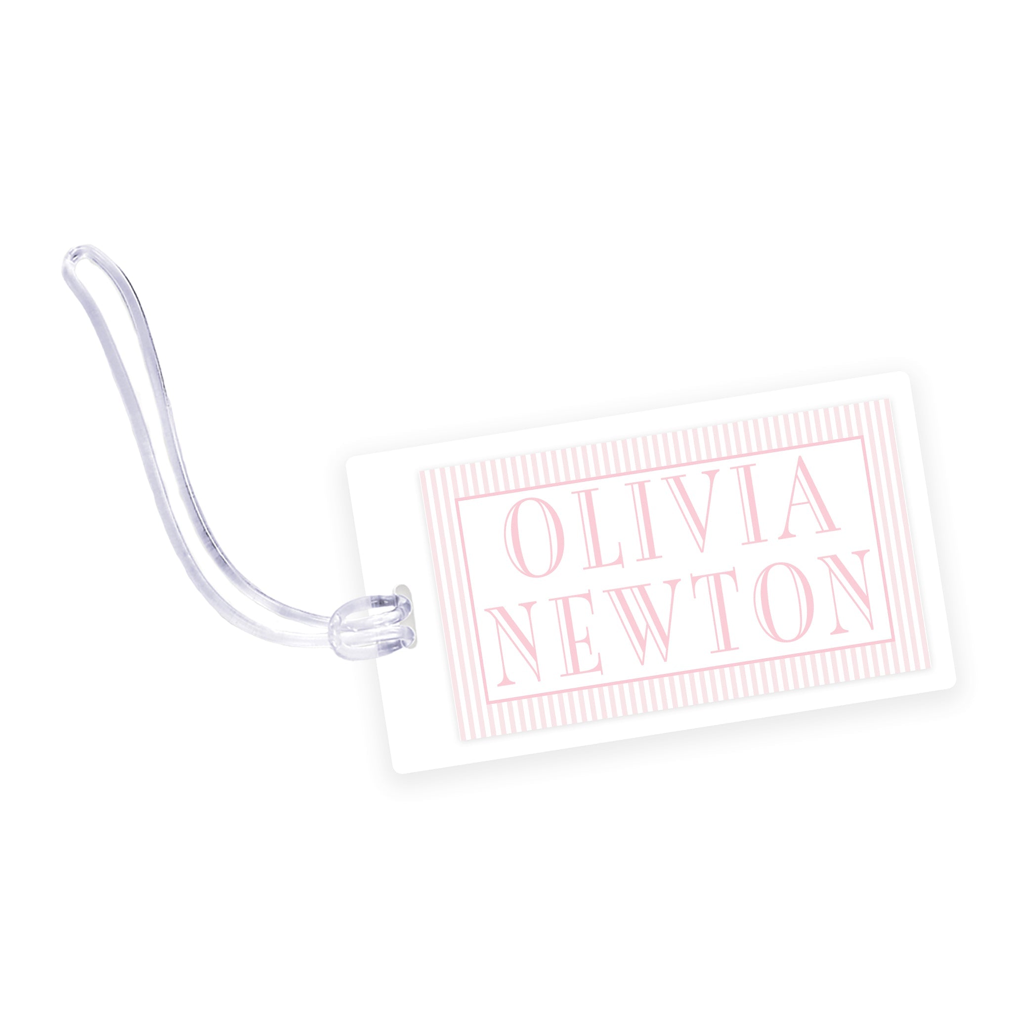 Pink Stripe Laminated Bag Tag